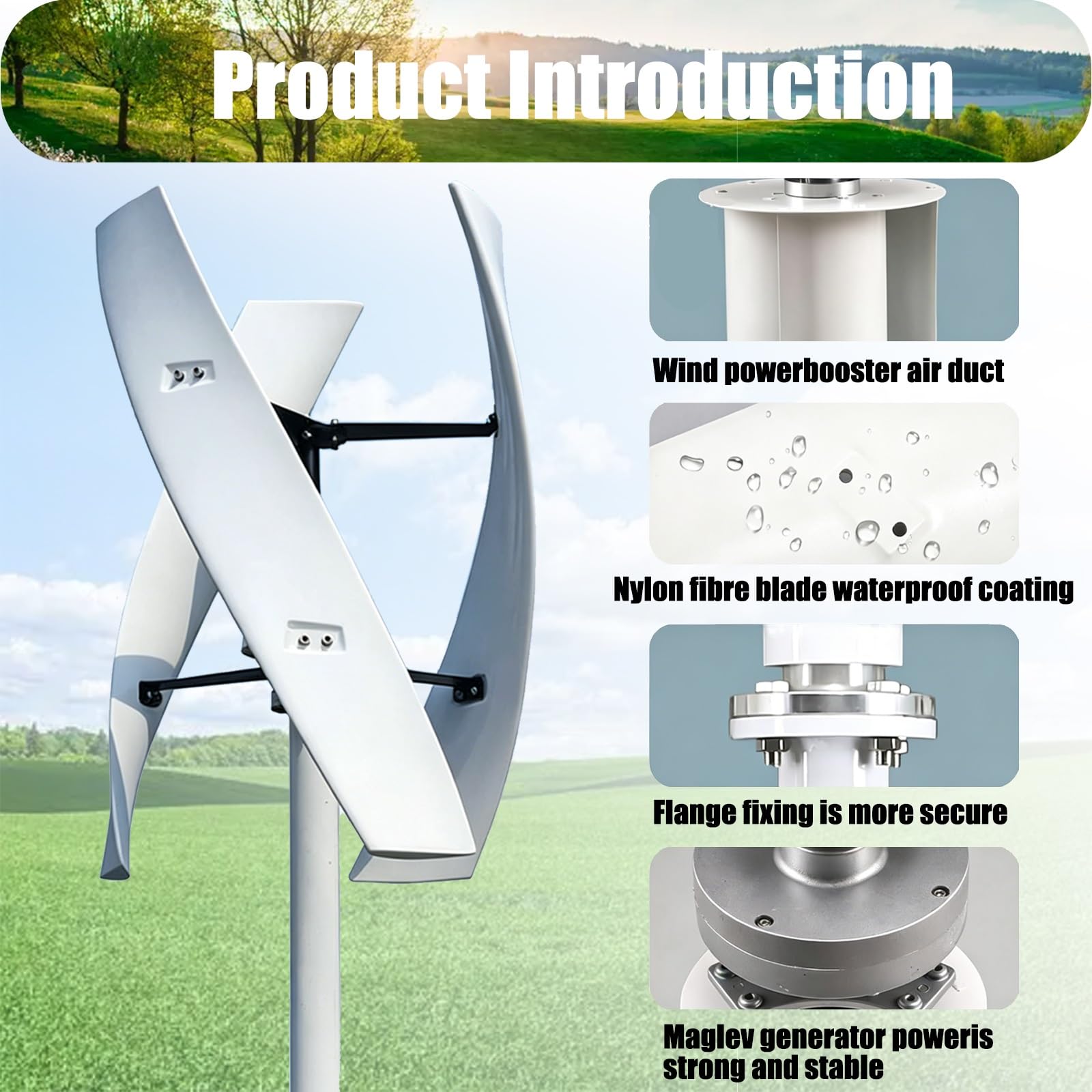 Aerogeneradores 16000W 20000W Sin Ruido Generador de turbina eólica Vertical, Aerogenerador de levitación magnética con Controlador MPPT para suplementación con energía doméstica(16000W,48V)
