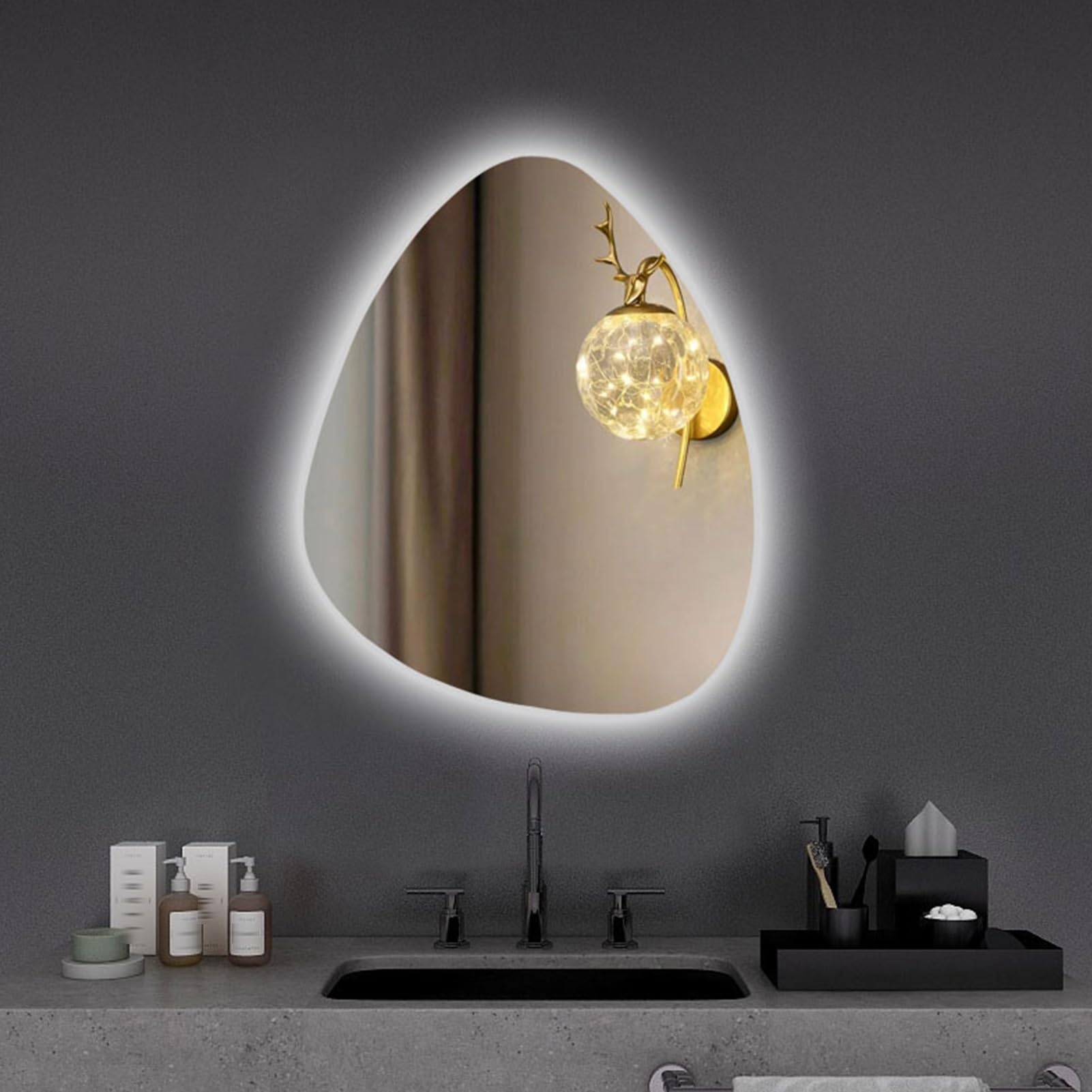 Miroir intelligent lumière LED intensité variable horizontal vertical