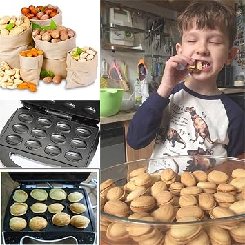 Electric Walnut Cake Maker Waffle Makers, Walnut Cookie Mold Maker, Automatic Mini Nut Machine Baking Tool For Kitchen