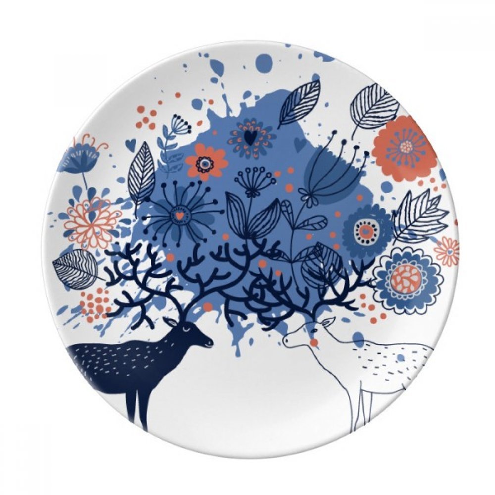 Assiette décorative en porcelaine fine motif couple d'élans