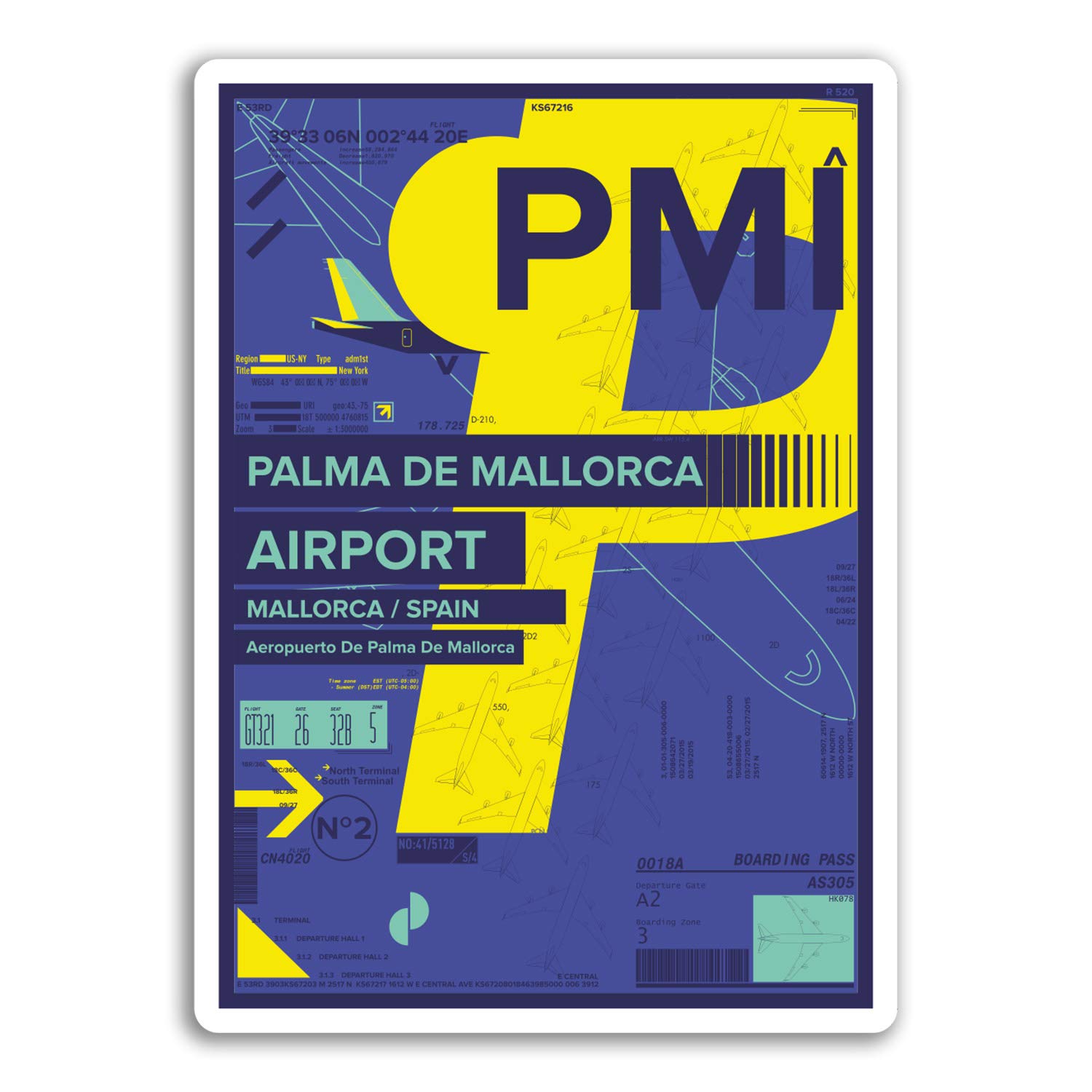 Destinationvinyl Multi 2 X 10Cm Palma De Mallorca Airport Vinyl Stickers - Spain Travel Sticker #17451 (10Cm Tall)