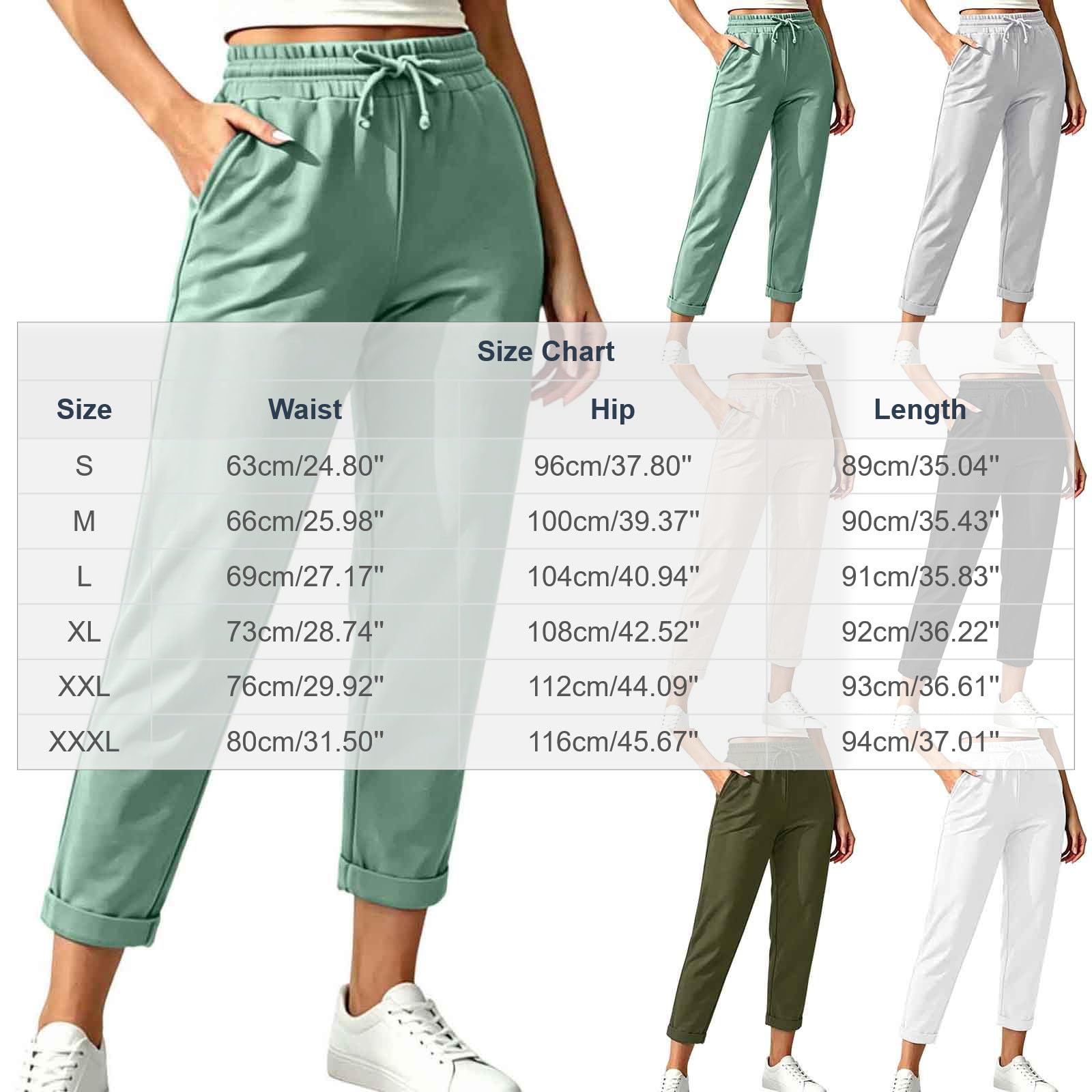 Pantalon 9/10 Femme Extensible Cordon Taille Élastique Poches Latérales