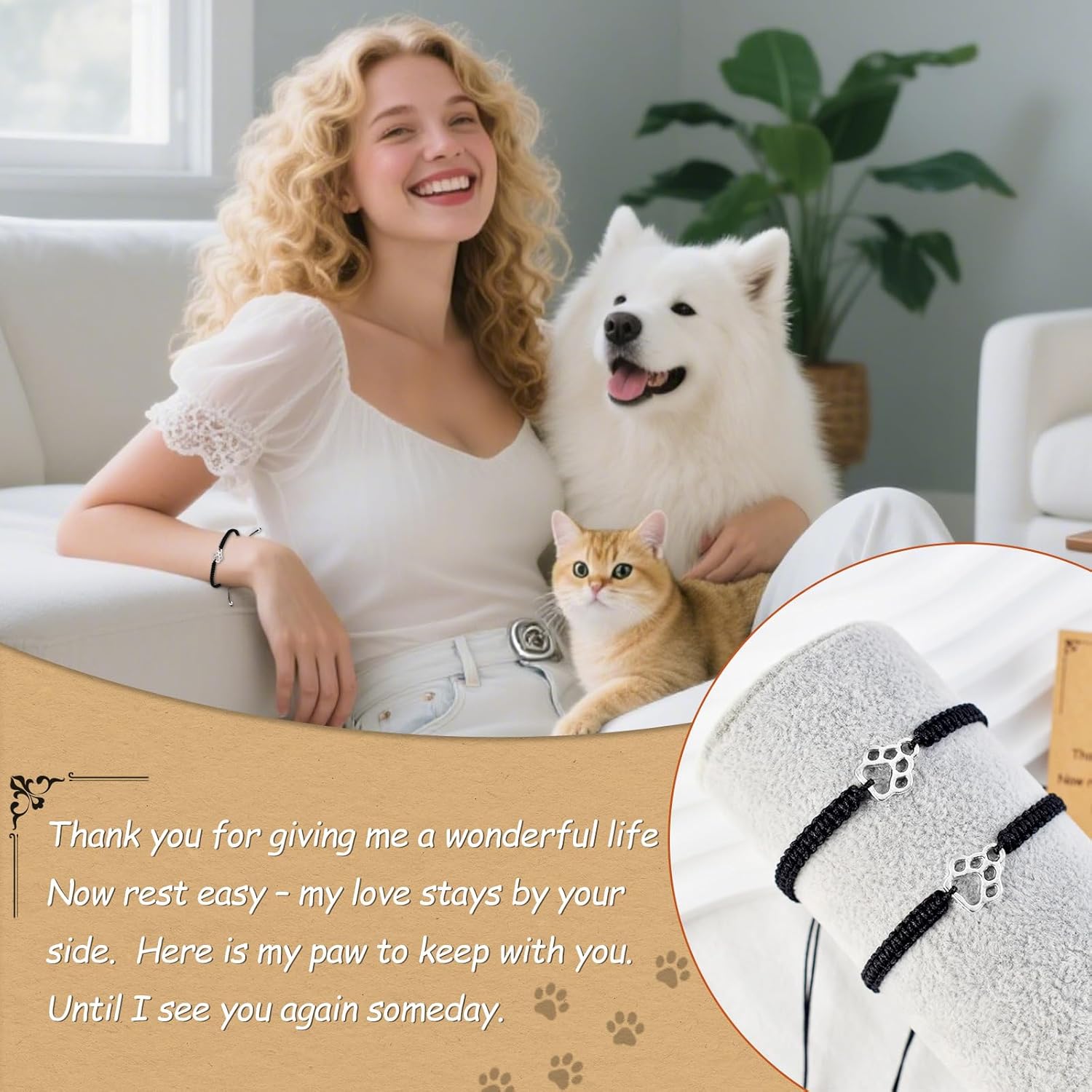 2 Pcs Dog Memorial Bracelets Gifts for Loss of Dog Sympathy Gift, Paw Print Friendship Bracelet Dogs Passing Away Sympathy Gifts for Cat & Dogs Lover Son Men Women Daughter - Image 2