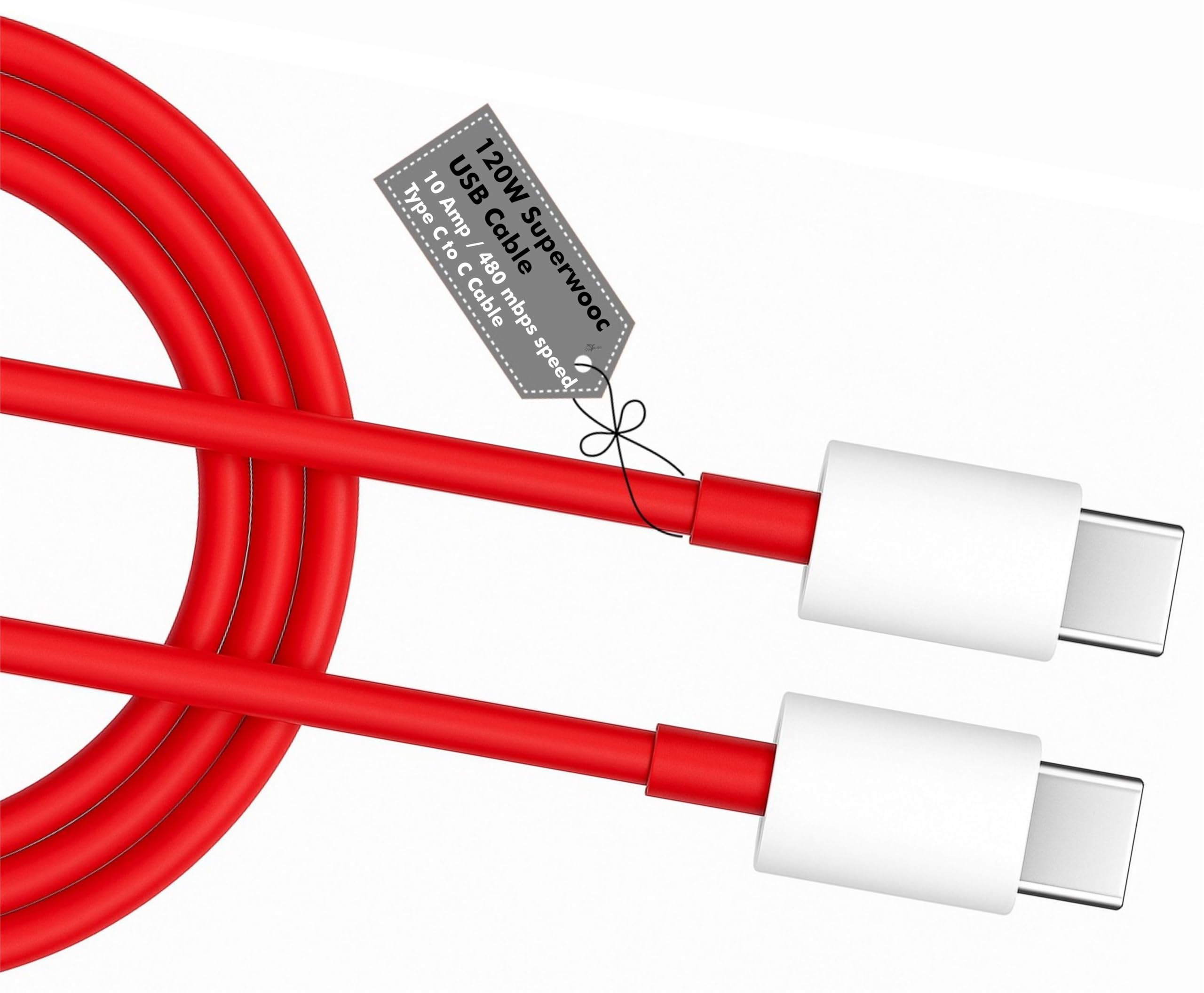 AINE USB-C to USB-C 120W Fast Charging Cable for One Plus 12/11/ 10T/ 9 Pro/Nord CE 2 Lite/CE 3 Lite & More – SuperVOOC Compatible – Original High-Speed Charging