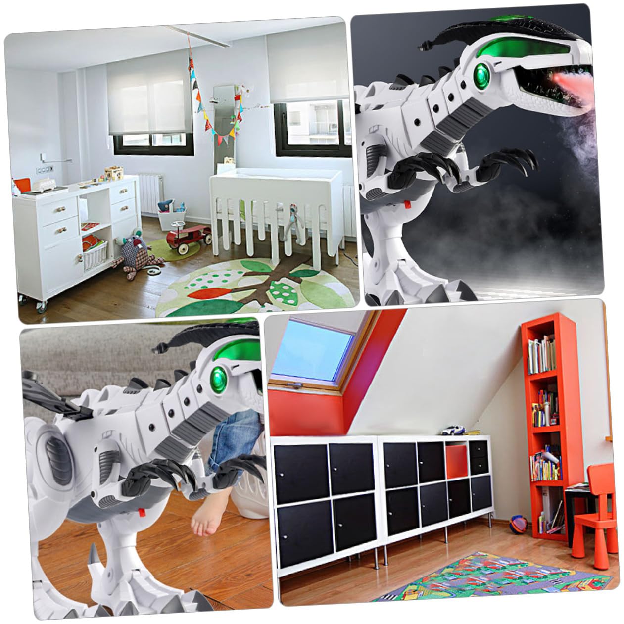 Dinosaurio Eléctrico de Juguete Pulverización y Sonido Realista Blanco
