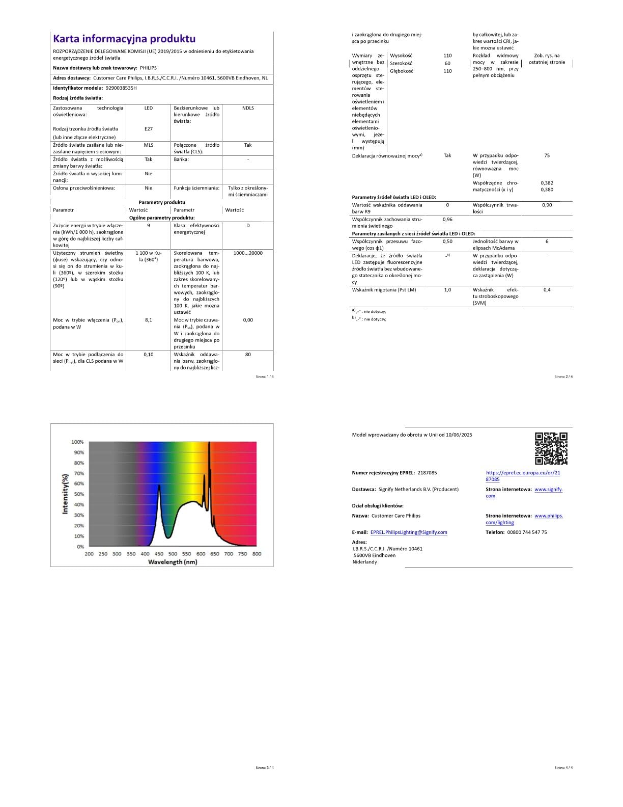 Żarówka Philips Hue Smart LED A60, White and Color Ambiance, trzonek E27, 8,1 W, pełne spektrum światła 1000K–20000K, 1100 lumenów, przyciem, działa z Alexa, Google Assistant i Apple Home, op. 2 szt.