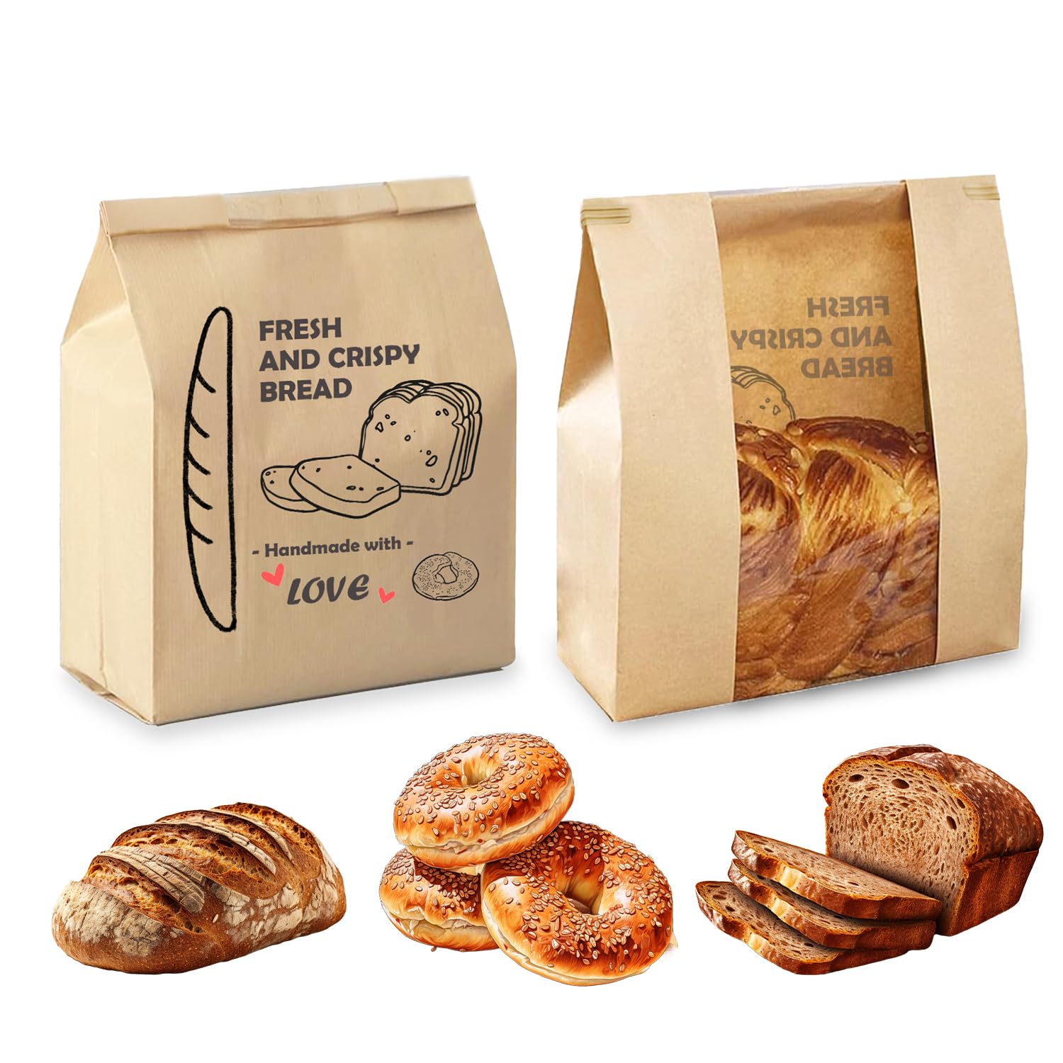 Amazon.com: DVKKHD 25 PCS Kraft Paper Bread Bags for Homemade Bread ...