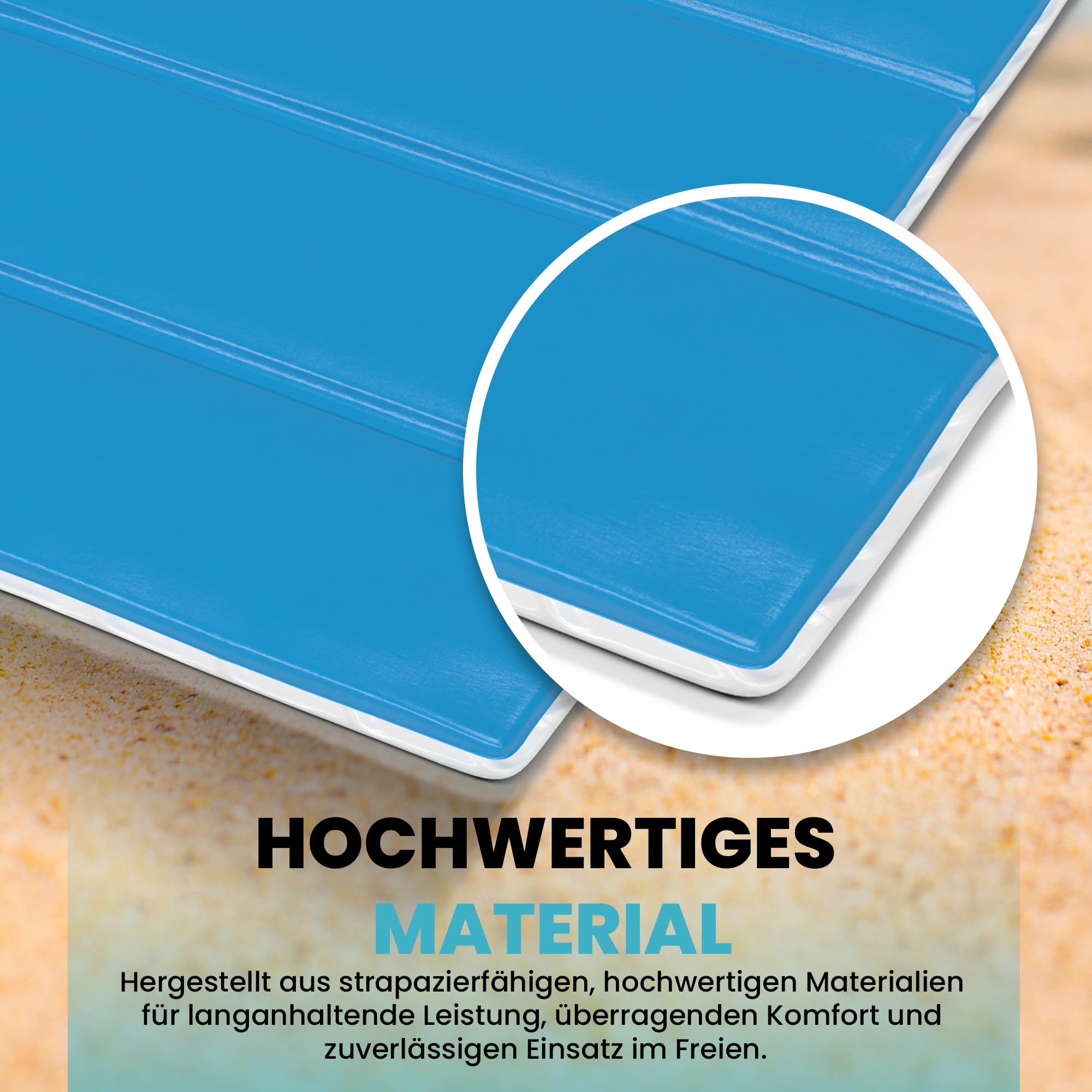 StarK Strandliege klappbar leicht – Faltbare Strandmatte mit Polsterung für Strand, Freibad und Garten 190 x 60 cm, kompakt & einfach zu transportieren, ideal für Kiesstrand & Camping