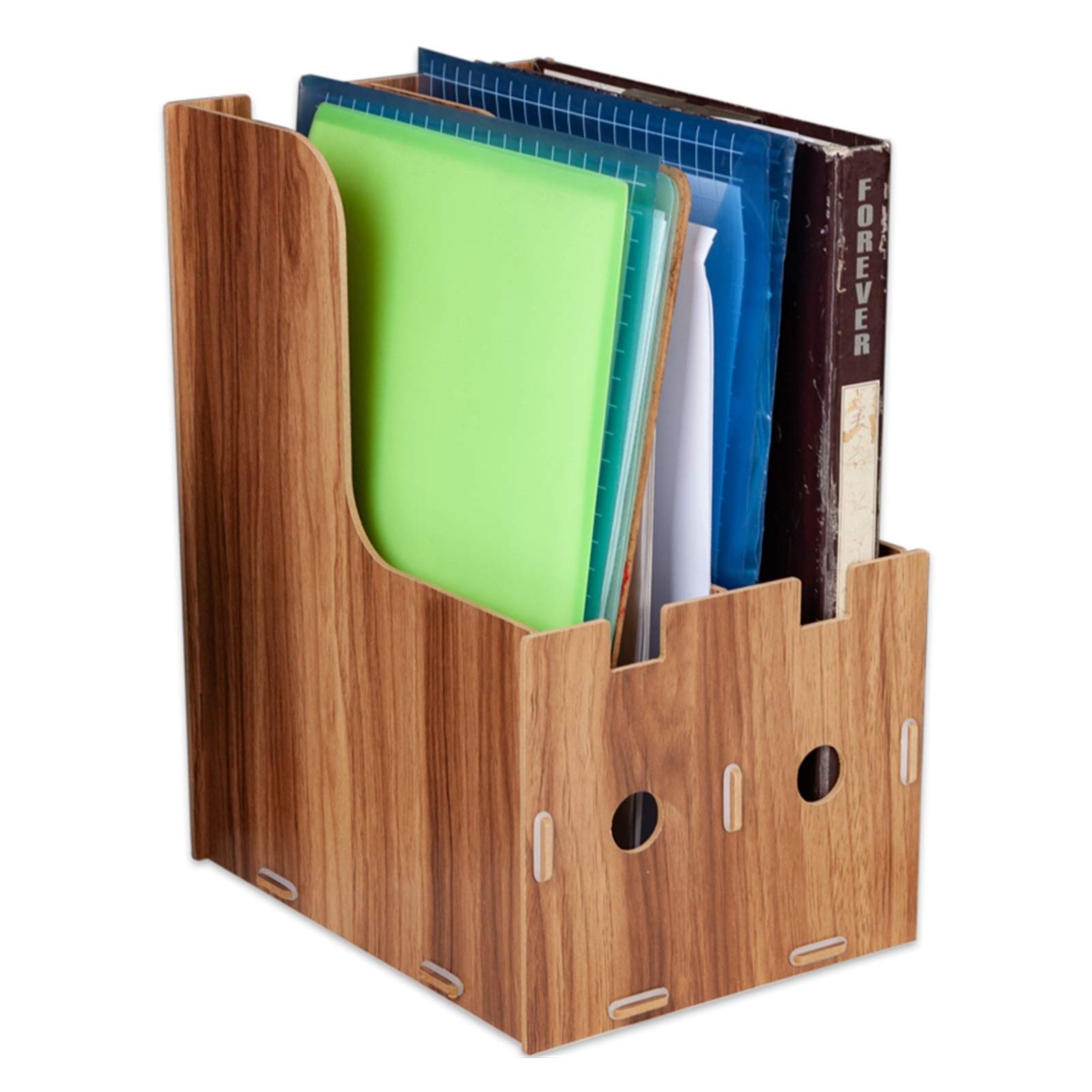 Portadocumenti da Scrivania 2-Grid Staccabile Scrivania in legno Organizzatore Carta Verticale Portafiltro Supporto per rivista Stand □ Per posta, buste, bancomat, riviste o cartelle di file Vaschetta