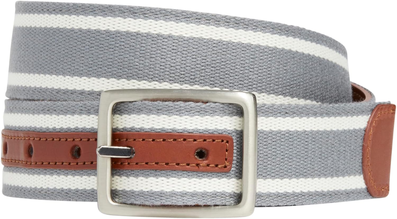 vineyard vines Reversible Leather Heritage Stripe Belt, Gray Harbor, 38