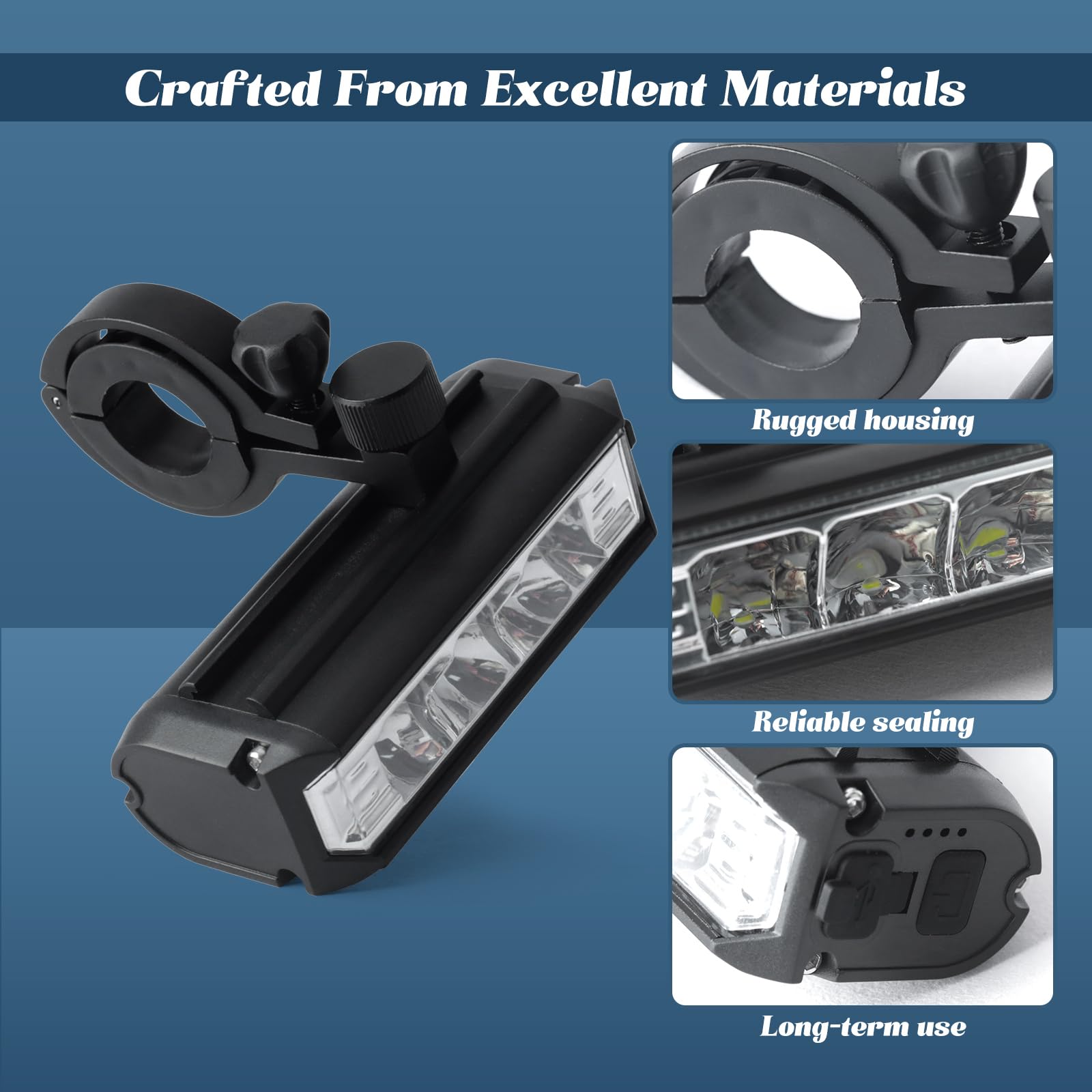 Luce LED per bicicletta compatibile con moto da cross elettrica Tuttio Soleil01, ricaricabile tramite USB, per guida notturna, luci di marcia diurna con staffa di montaggio e strumenti