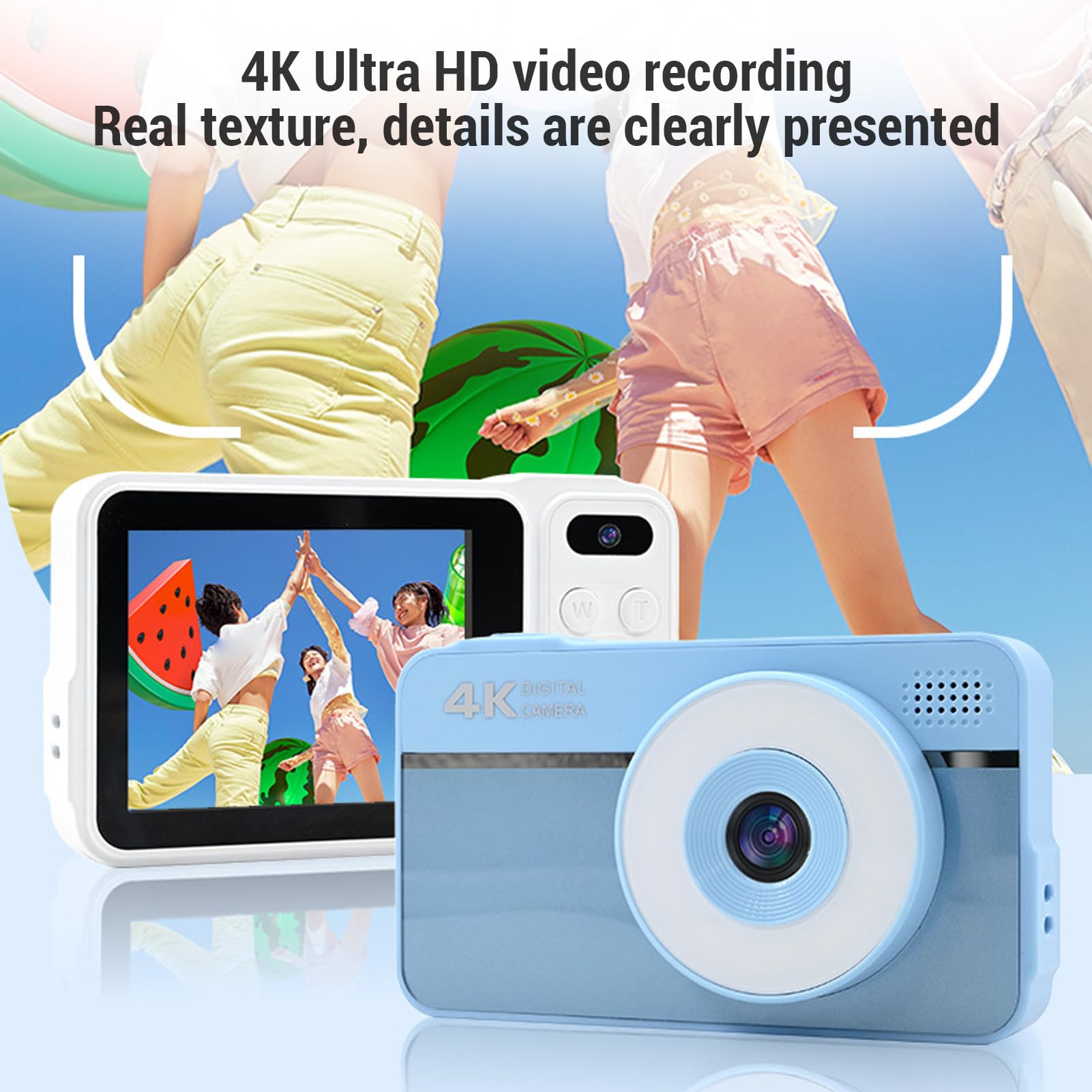 Fotocamera Digitale 4K per Fotografia, Fotocamere Vlogging HD da 50 MP con Fotocamera da Viaggio per Adolescenti per Adolescenti a Doppio Lente Schermo da 2,8 Pollici per (BLUE)