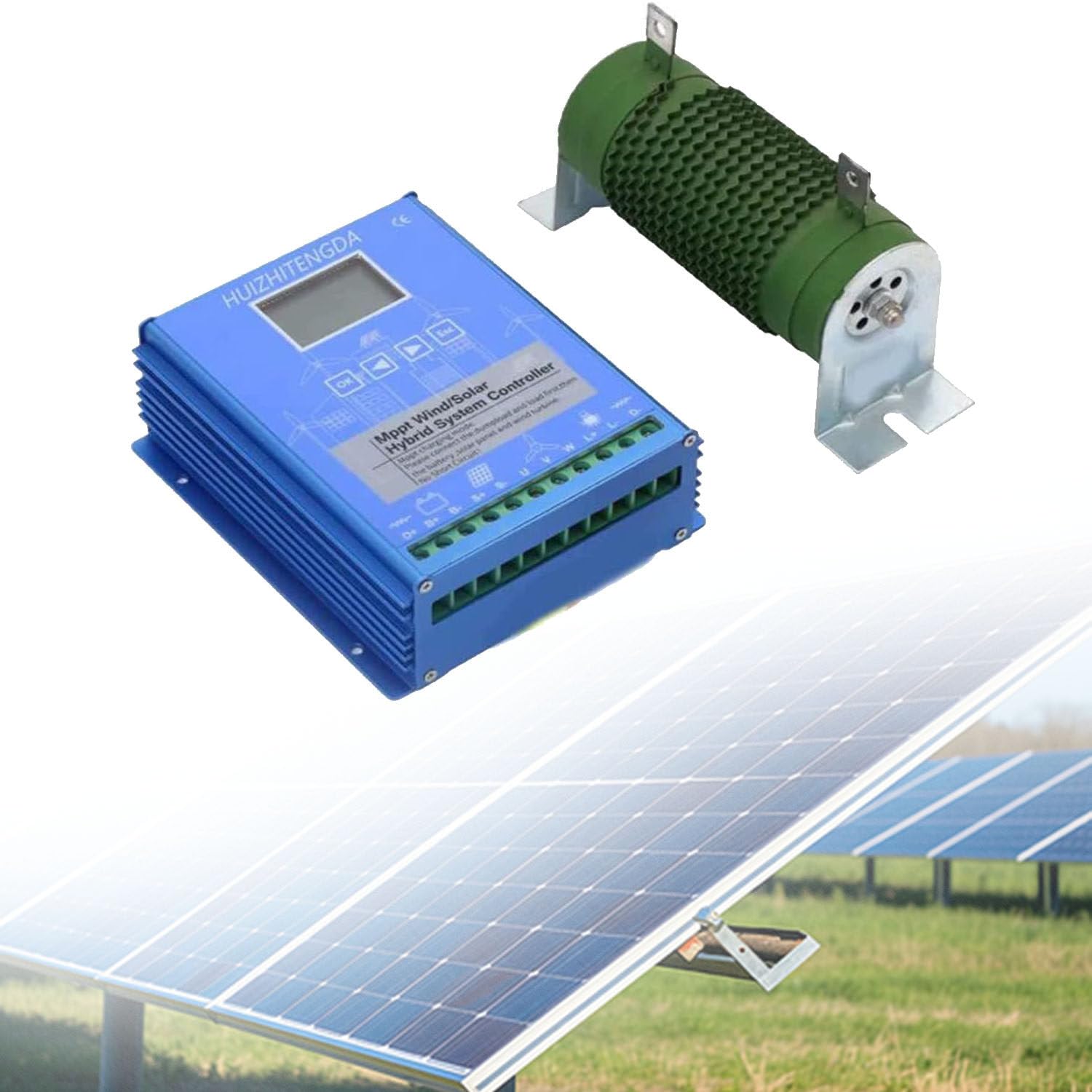 Regulator ładowania słonecznego 12 V/24 V/48 V 6000 W z wyświetlaczem LCD, stabilizatorem napięcia słonecznego i różnymi trybami kontroli obciążenia, kompatybilny z panelami słonecznymi i bateriami