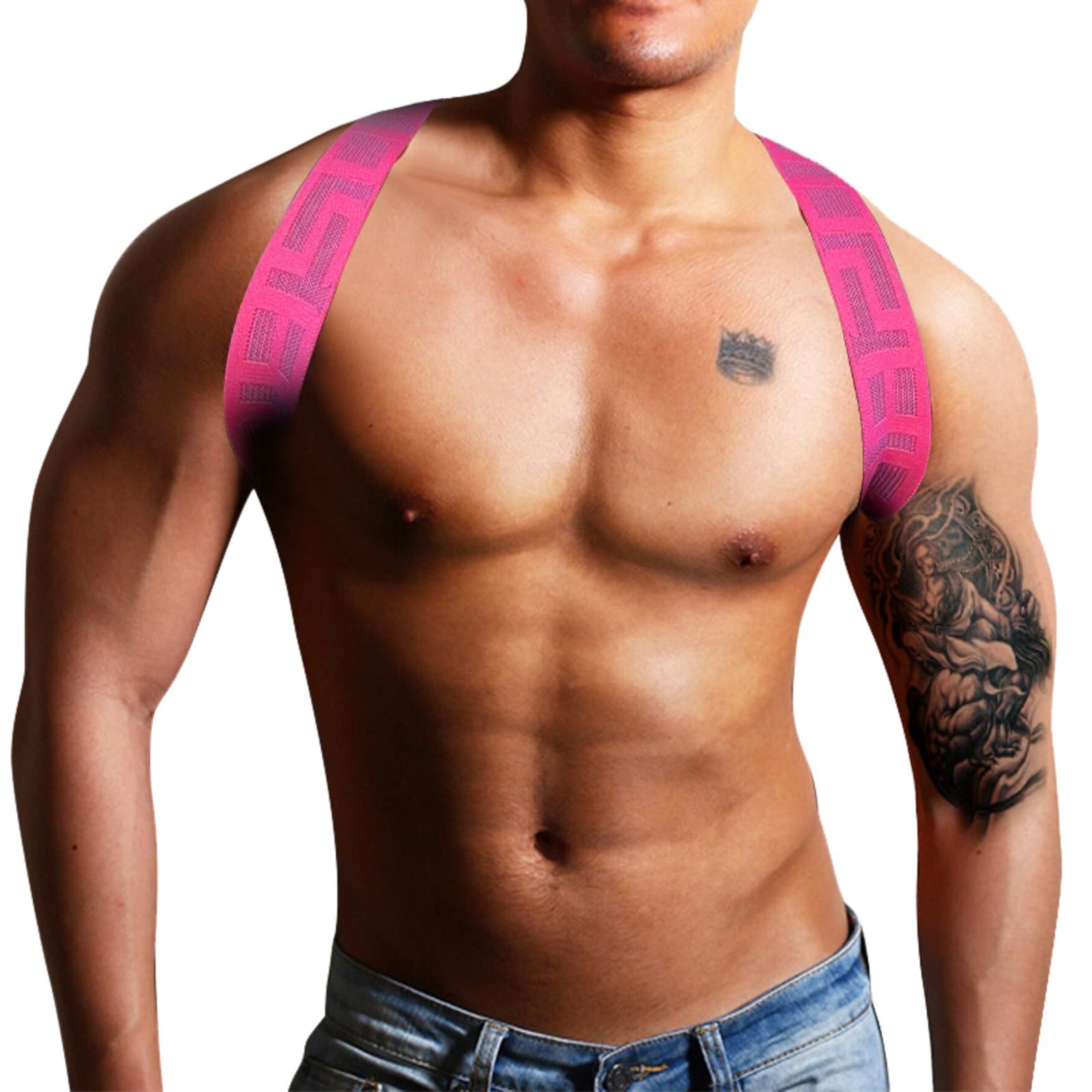 Arnés para hombre, ajustable, de cuero, para cuerpo, pecho, medio arnés, punk, ropa de club, disfraz, cinturón misionero