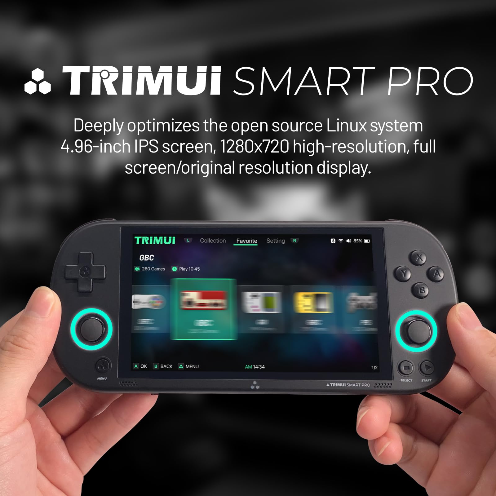Consola Retro Trimui Smart Pro 64G, Sistema Linux Procesador Allwinner A133P 1.8 GHz,Pantalla IPS de 4.96 Pulgadas, Consola de Juegos Portátil Compatible con WiFi