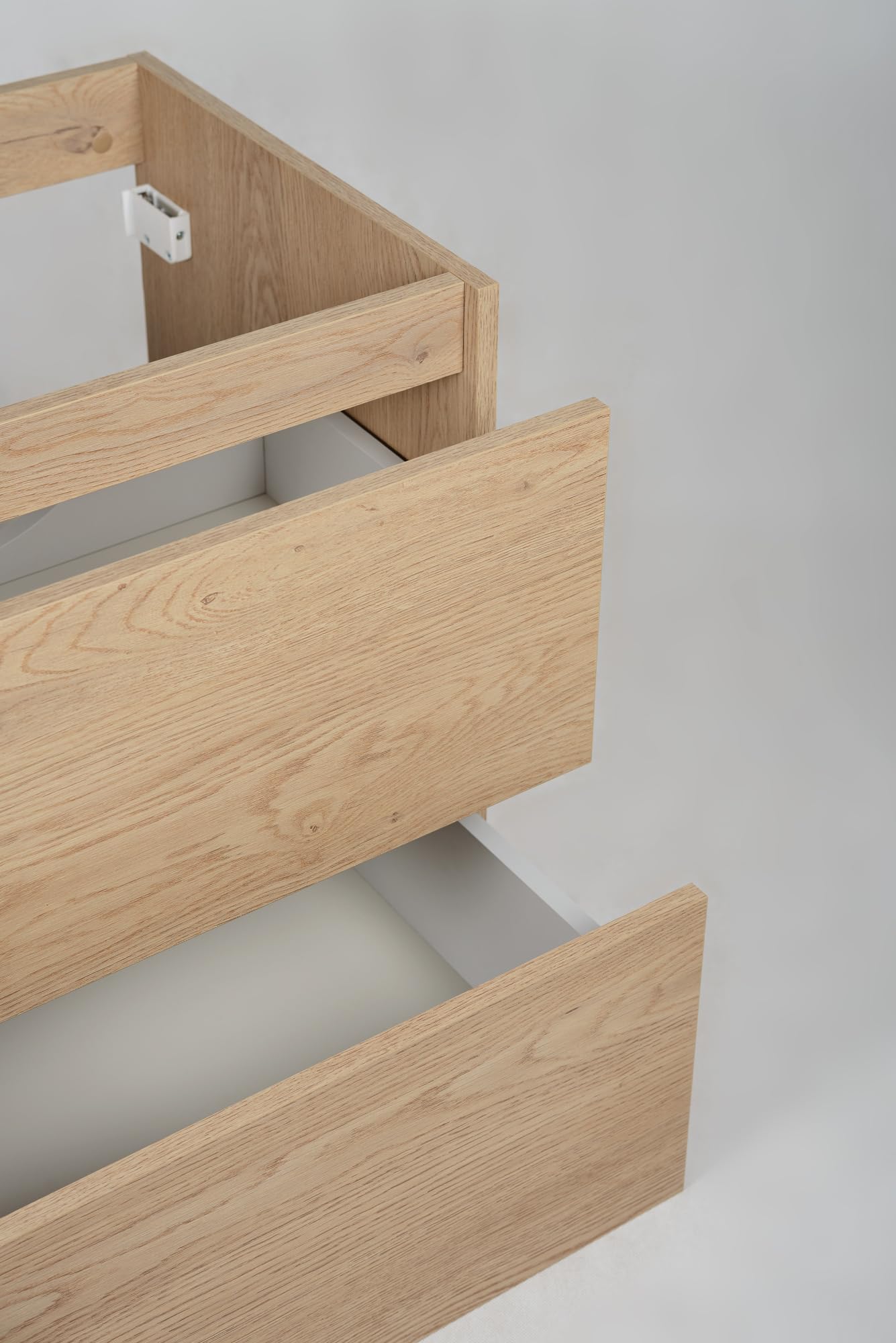 3E 3xE living.com Badezimmerschrank 100 cm (80 + 20) mit oberer Arbeitsplatte, helle Eiche, 100 x 77 x 46 cm