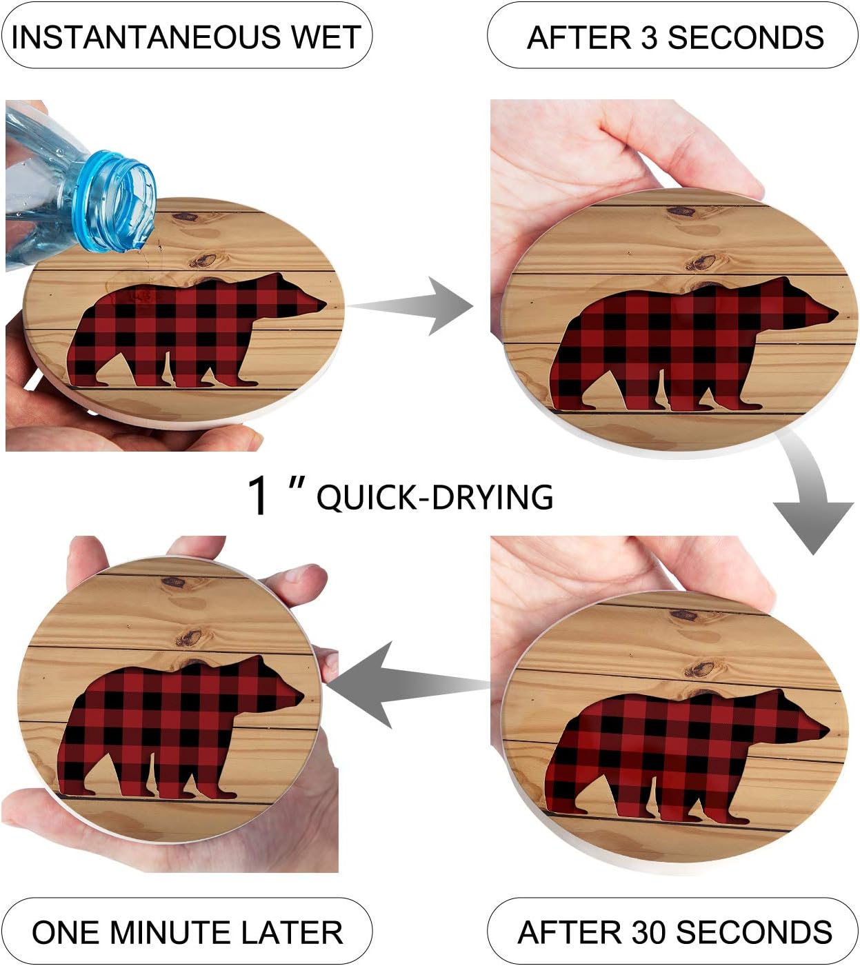 Super Cheap π 8-Piece Set Ceramic Coasters for Drinks,Red Buffalo Check Plaid Bear Print Wood Unique Absorbent Round Ceramics Cork Backed Cup Mat for Home/Housewarming Gift One-Day Sale: Up to 60% Off 8-Piece Set Ceramic Coasters for Drinks,Red Buffalo Check Plaid Bear Print Wood Unique Absorbent Round Ceramics Cork Backed Cup Mat for Home/Housewarming Gift