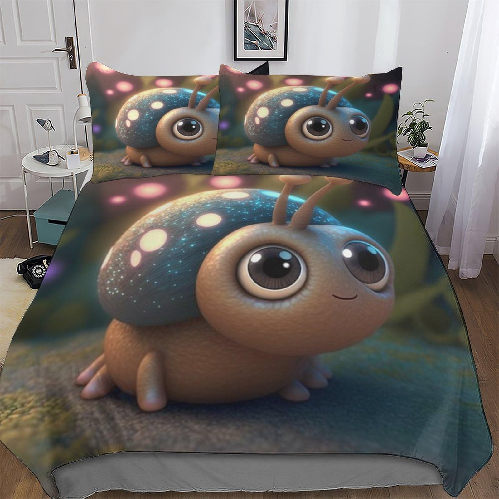 Housse de couette escargot 200x200 pour une chambre cosy ado