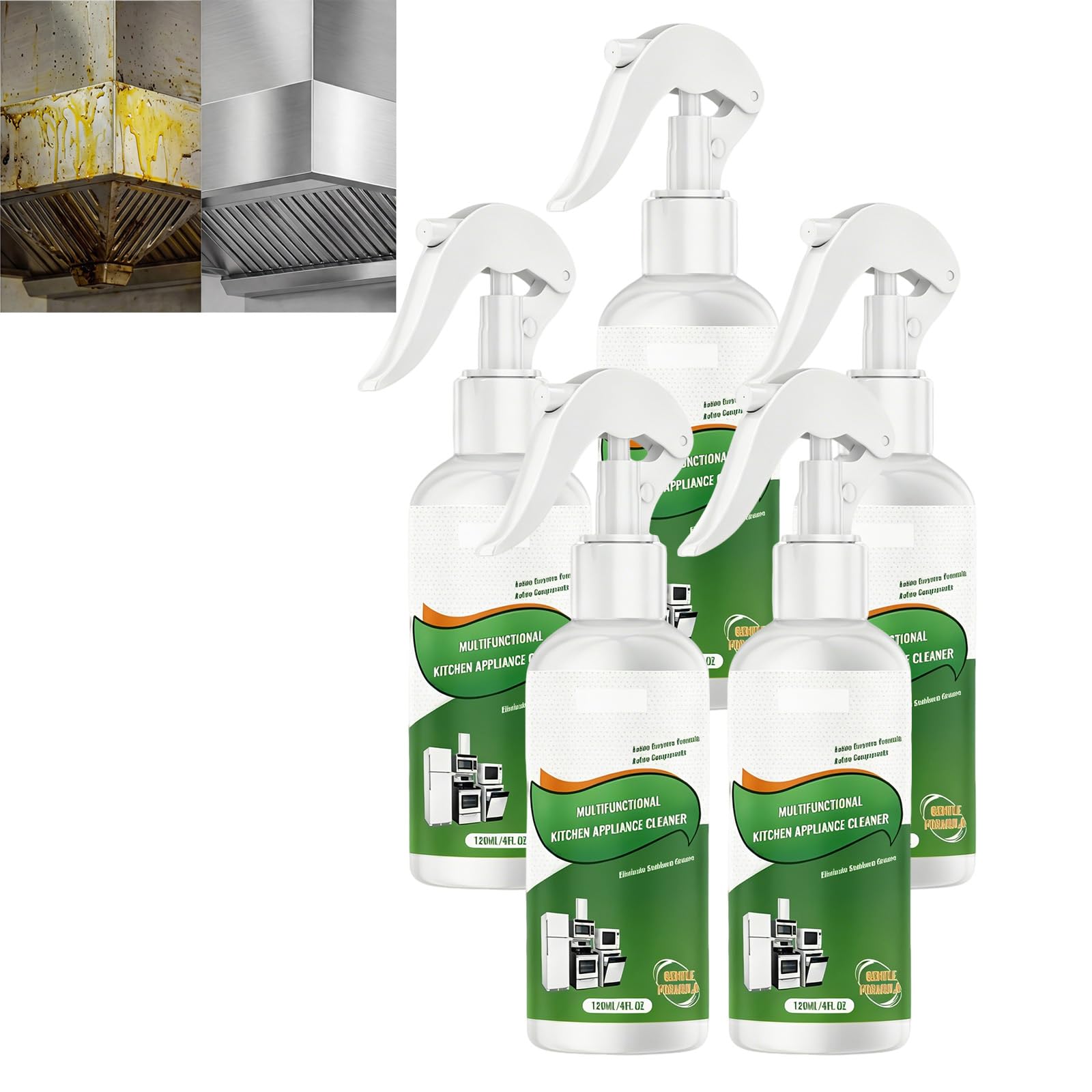 Multifunktionales Reinigungsspray Küchengeräte, Mehrzweck-Küchenoberflächenreiniger, leistungsstarker Ofenreiniger, Fettentferner Küche, Fritteusenreiniger Luft, Enzymreiniger Küche. (5PCS)