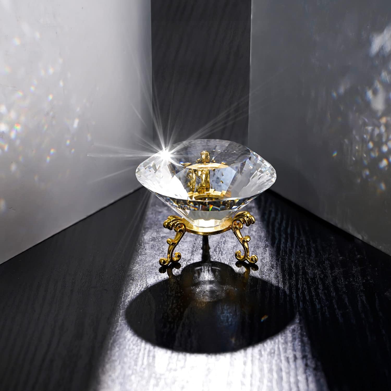 LONGWIN Bundle of 1pc 80mm Crystal Diamond with Metal Base and 1pc 120mm Crystal Diamond with Crystal Base Backgrand for Nail Pictures