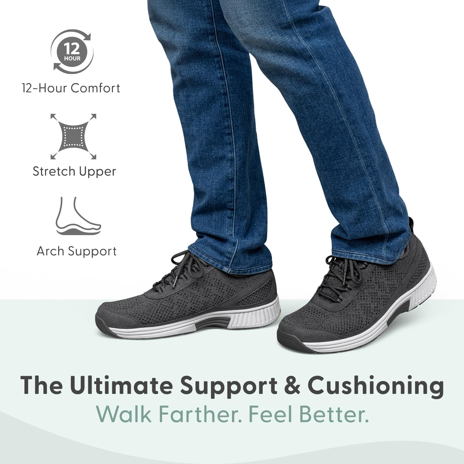 Orthofeet Men's Orthopedic Knit Lava Sneakers - Image 2