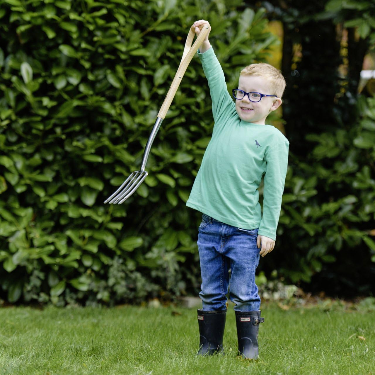 Kent & Stowe Forchetta da giardino per bambini – Forca da giardino leggera in acciaio inossidabile con manico in frassino, lunghezza: 71 cm