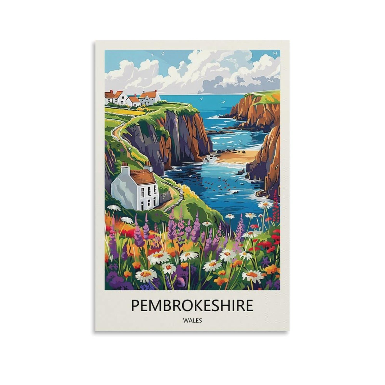 YJNENG Canvas Art Picture Pembrokeshire Wales Wall Decor Art Painting Posters Modern Family Decorative Poster 12x18inch(30x45cm)