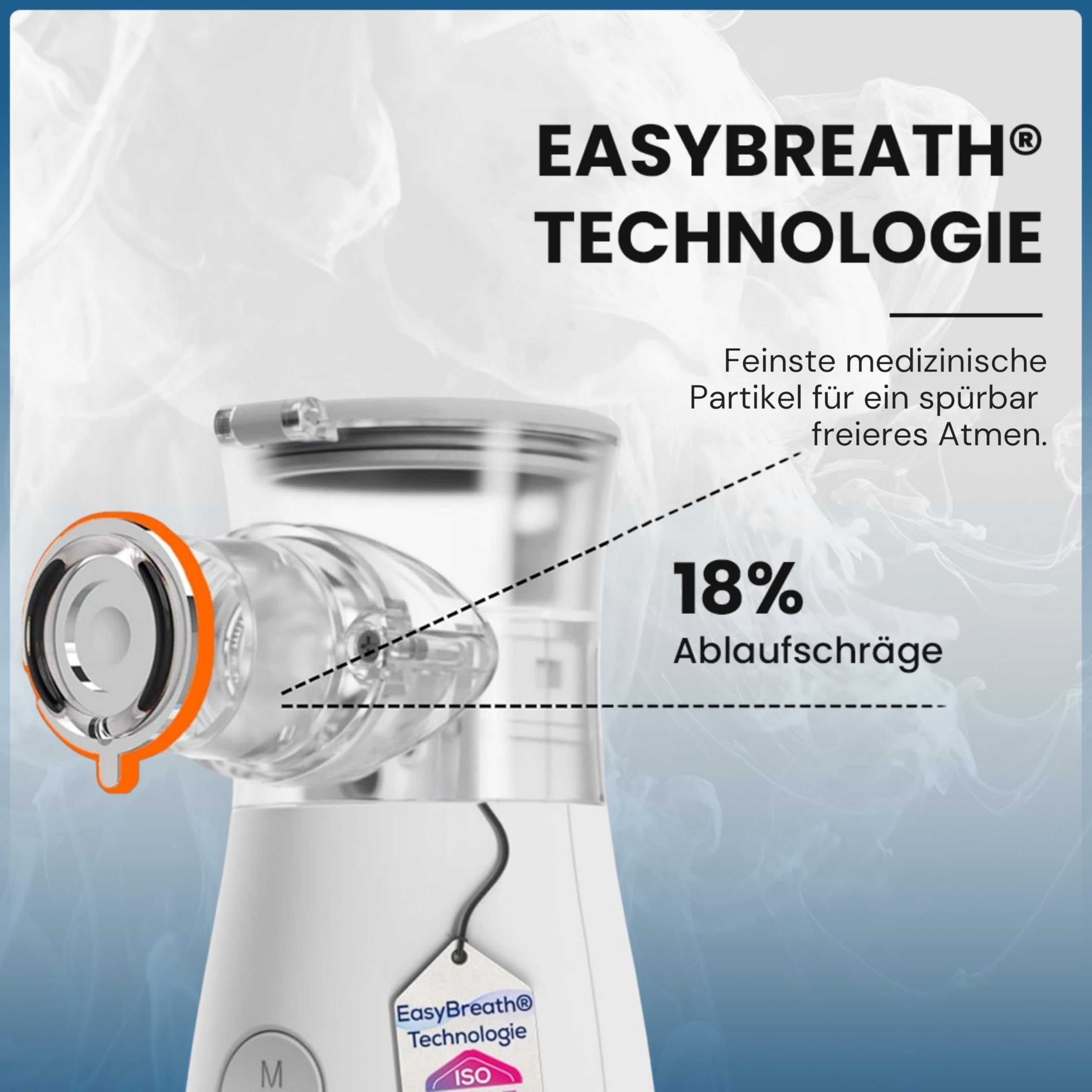 Horizon Health Easy Breath® Pro – TÜV-geprüfter, flüsterleiser Inhalator - Kinder & Erwachsene – tragbarer Nebulizer - Smart Fill® Behälter, 2 Modi, USB-C Aufladung & autom. Reinigung