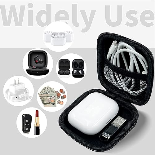 Miniatura 7 de Estuche cuadrado para auriculares con organizador de auriculares, funda portátil de EVA con mosquetón para AirPods Beats Bose Galaxy Buds 3, bolsa