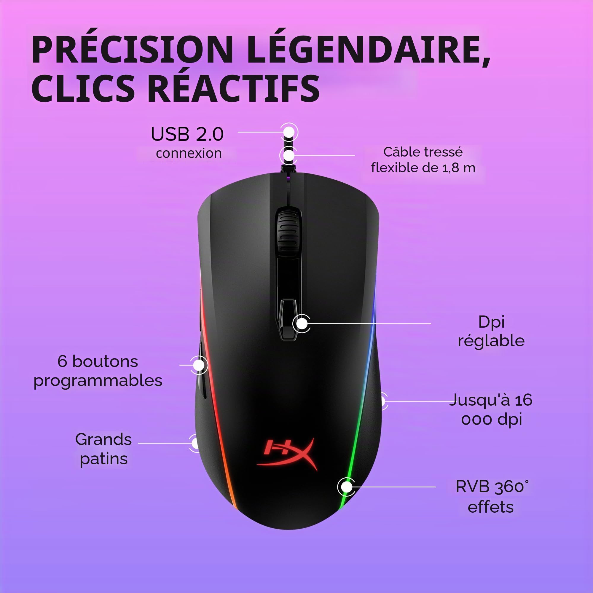 HyperX Pulsefire Surge – Souris de Jeu RGB