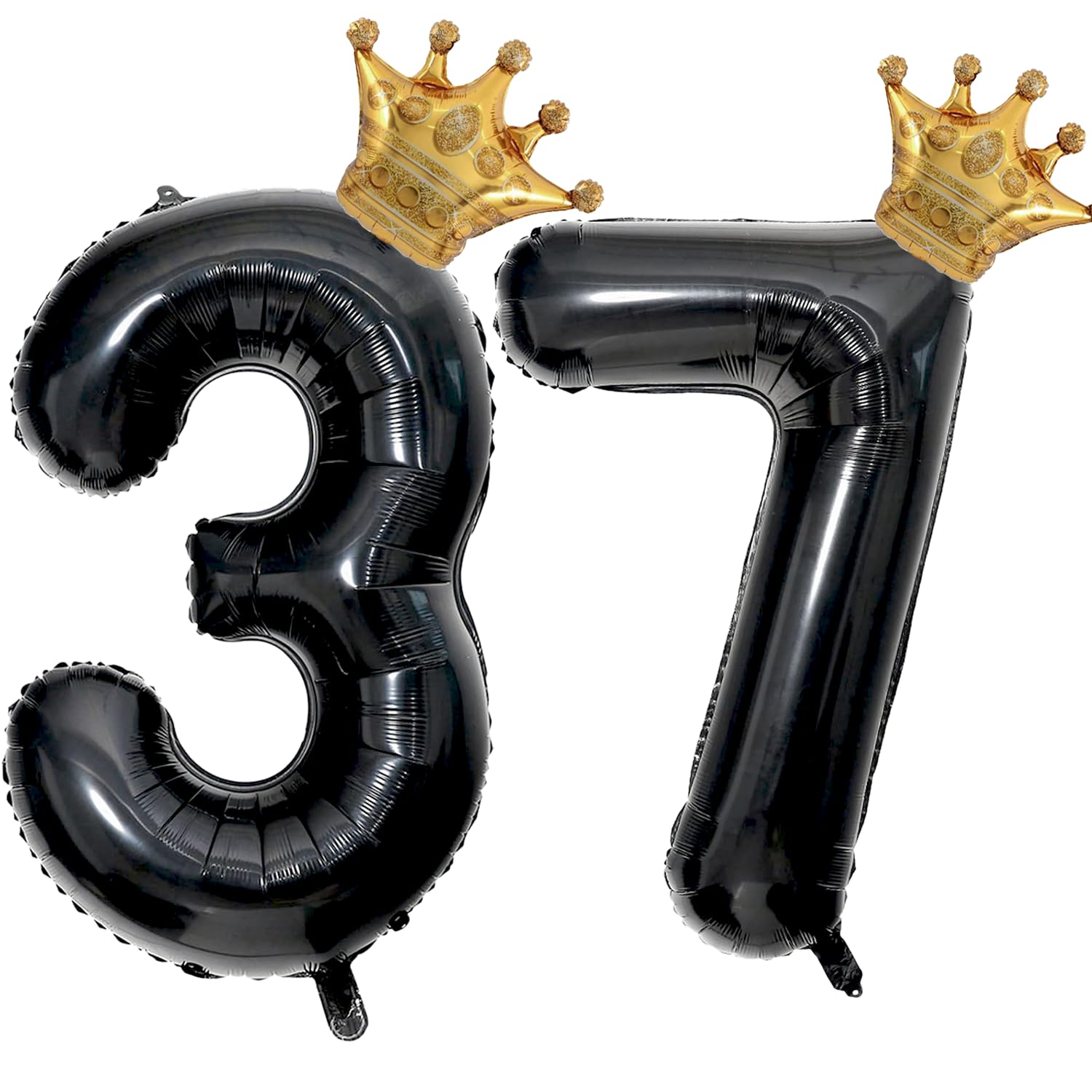 40 inch Large Black 37 Balloon Number with Gold Crown Balloons 37th Birthday Big Foil Mylar Helium Balloon for Boys Girls 37th Birthday Anniversary Decorations Supplies Favors(Number 37 Balloons）
