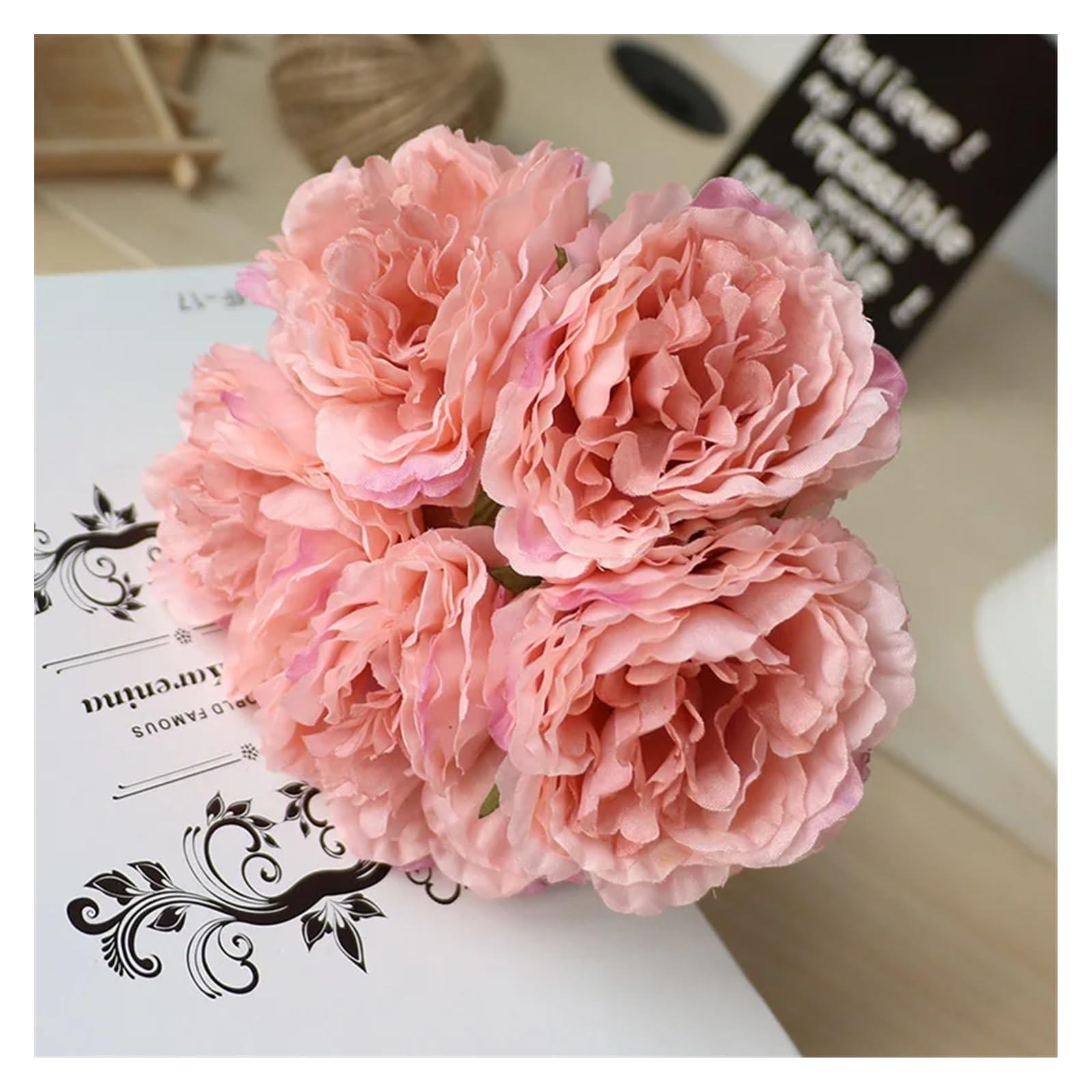 HJRegaFimu Artificial Flowers Simulation Flower Bridal Bouquet Silk Peony Handmade Fake Wedding Decoration 5 Balls Bouquets Light Green