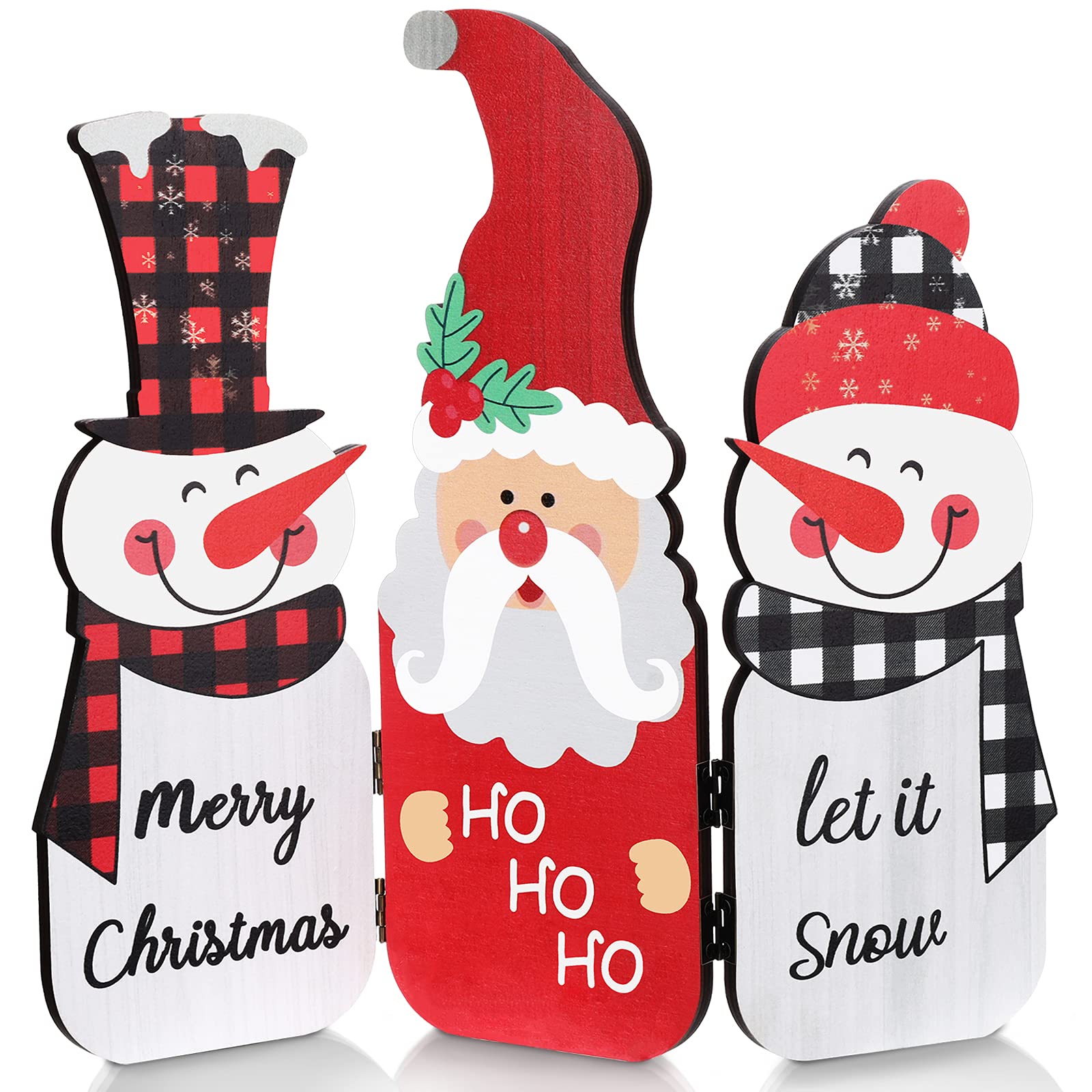 Buy 3 Pieces Christmas Wood Snowman Sign Santa Claus Wooden Sign Wooden