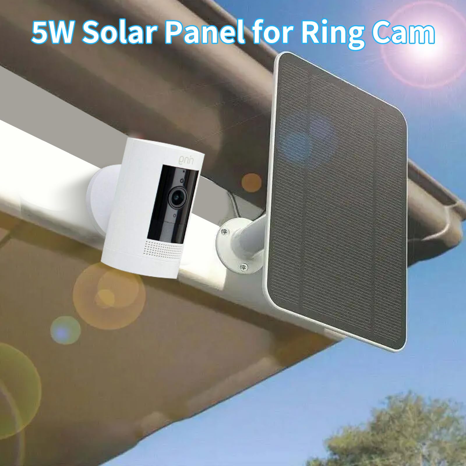Ring Solar Panel 2 Pack 5W Solar Panel Charger For Ring Cameras - 2 Pack With 13ft Cables For Stick Up & Spotlight Cams 5W Solar Charger For Ring Cameras Outdoor