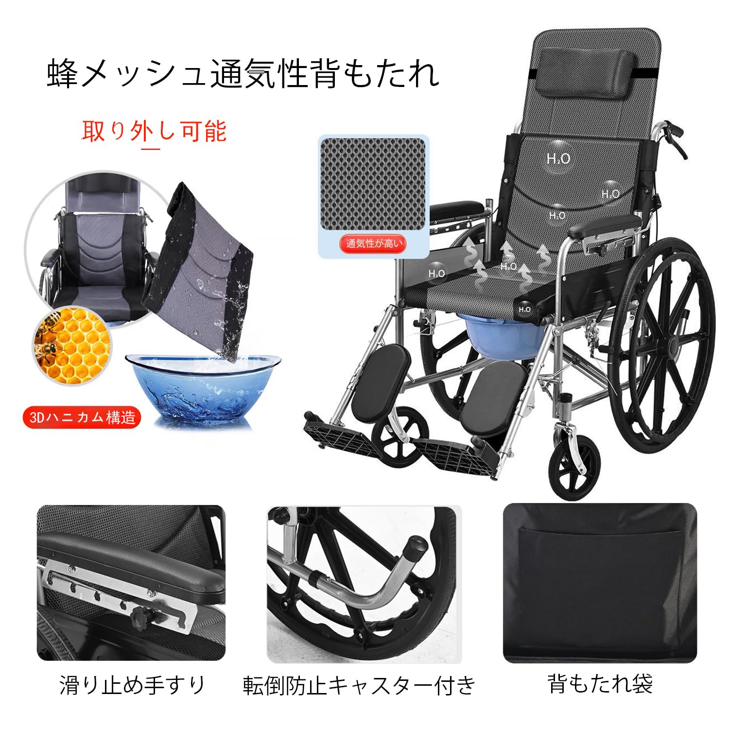 Amazon | LangTu 車椅子 折り畳み式 軽量車椅子 介助型車椅子 透気性 
