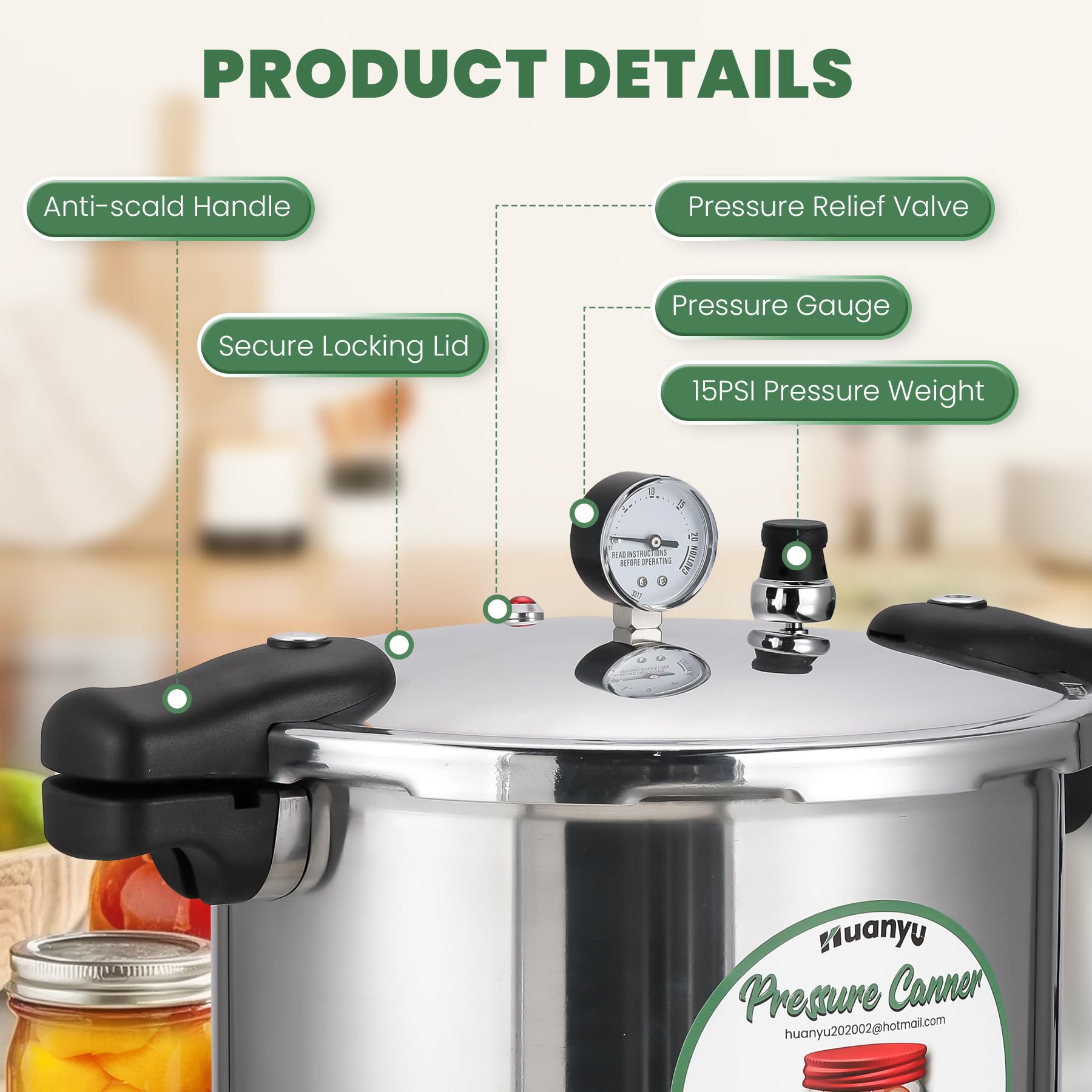 Pressure Canner, Snelkookpan met Samengesteld Bodemontwerp Explosieveilige Drukcanners met Grote Capaciteit voor Inblikken voor Elektrisch Fornuis Pressure Canner Snelkookpan (2L Pressure Canner, Snelkookpan met Samengesteld Bodemontwerp Explosieveilige Drukcanners met Grote Capaciteit voor Inblikken voor Elektrisch Fornuis Pressure Canner Snelkookpan (2L