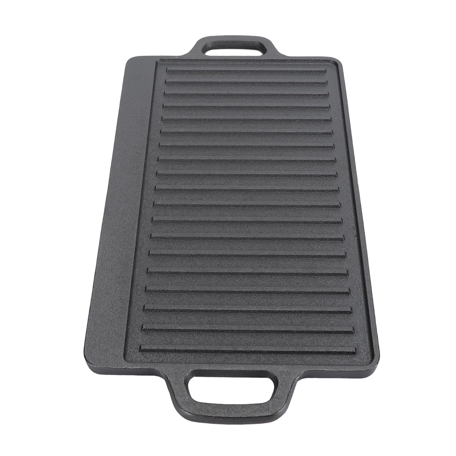 Fdit Piastra Rettangolare in Ghisa Doppia Faccia con Superfici Liscia e Rigata per Griglia a Gas BBQ e da Campeggio (44 * 23 * 2 cm)