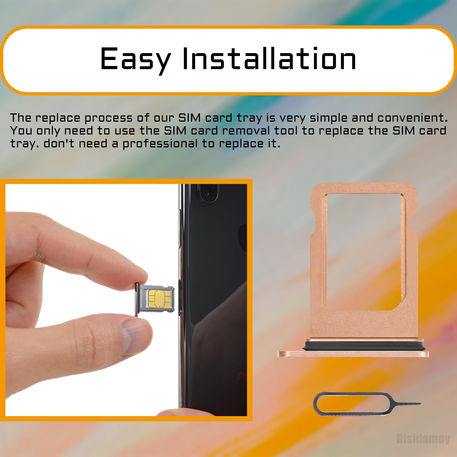 Ranura para tarjeta SIM dorada de repuesto para iPhone Xs versión SIM única para iPhoneXs Adaptador de soporte de bandeja de tarjetas con anillo de goma impermeable eyector de aguja para