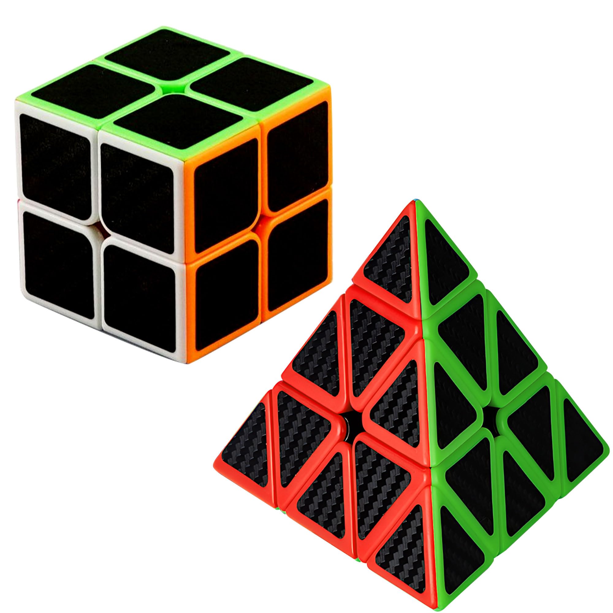 Carbon Fiber Speed Cube Set 2x2x2 3x3x3 Pyramid Magic Cube Puzzle Cube
