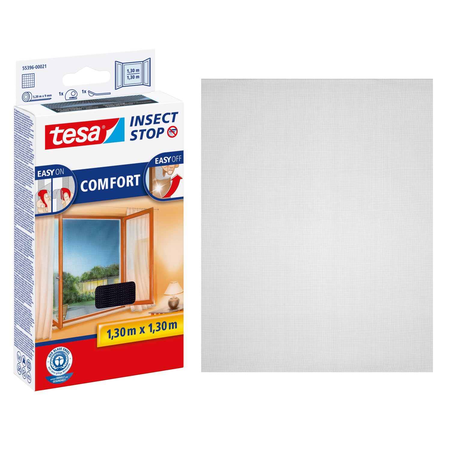 tesa INSECT STOP H&L Fly Screen Premium for Windows - mosquitera con cinta fuerte, removible sin residuos, corte a medida - 130 x 130 cm - antracita (transparente)