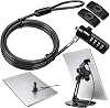 abovetek ipad lock security cable with adhesive plates 6 ft keyless 4-digit combination tablet lock kit anti-theft hardware locking cable for iphone mobile phone macbook laptop