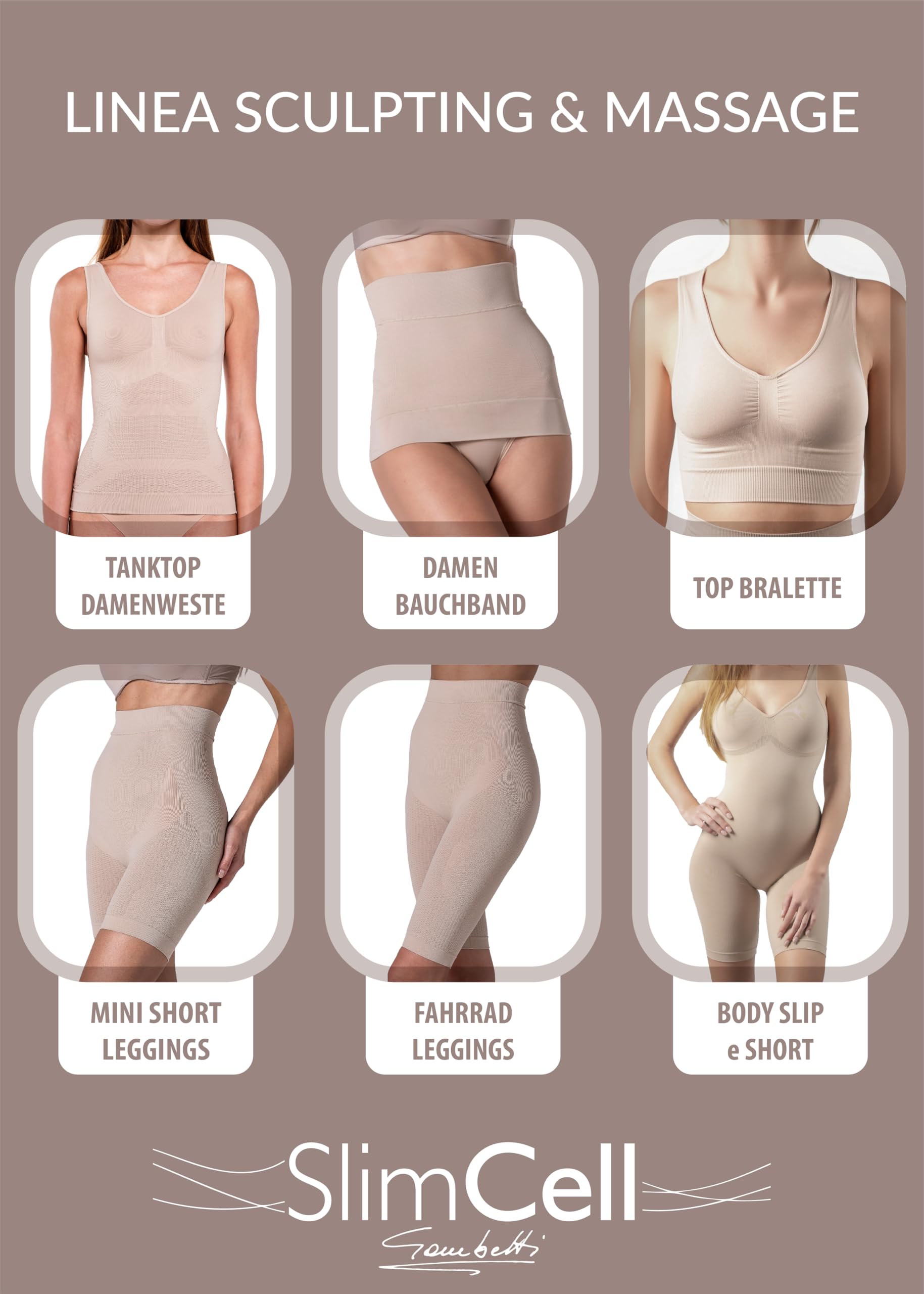 SlimCell Anti Cellulite Leggings Damen – High Waist Shapewear, Kompressionsleggings Damen Lipödem, Body Shaper Sporthose, Formende Unterwäsche – Made in Italy