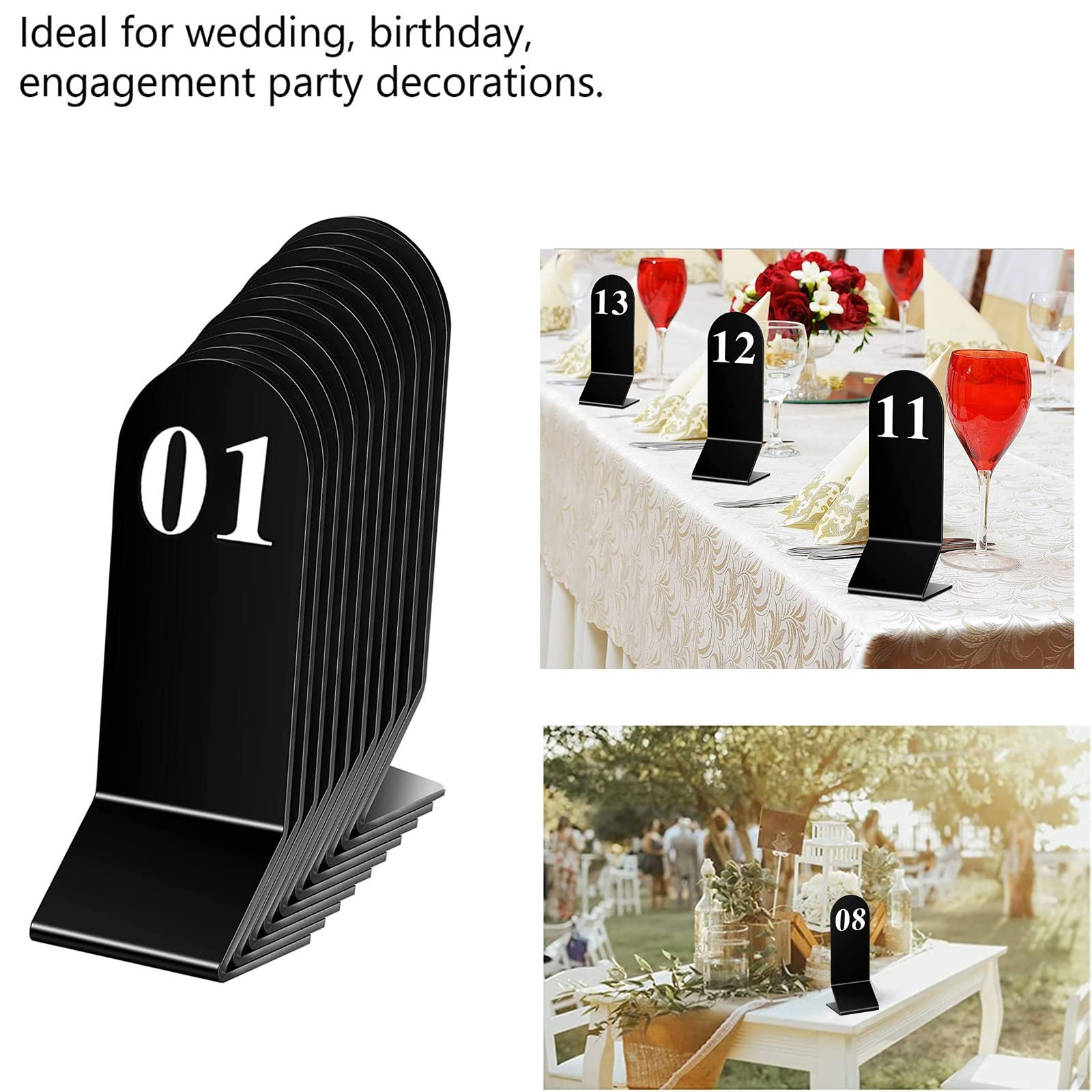 Set 20 Numeri Da Tavolo In Acrilico Smerigliato - Formato Ad Arco Con Supporto, Numeri 1-20, Dimensioni 18x12.7 Cm