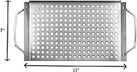 Vista 5 de Outset 76631 Rejilla de acero inoxidable para parrilla, sartén de barbacoa de 11 x 7 pulgadas con asas