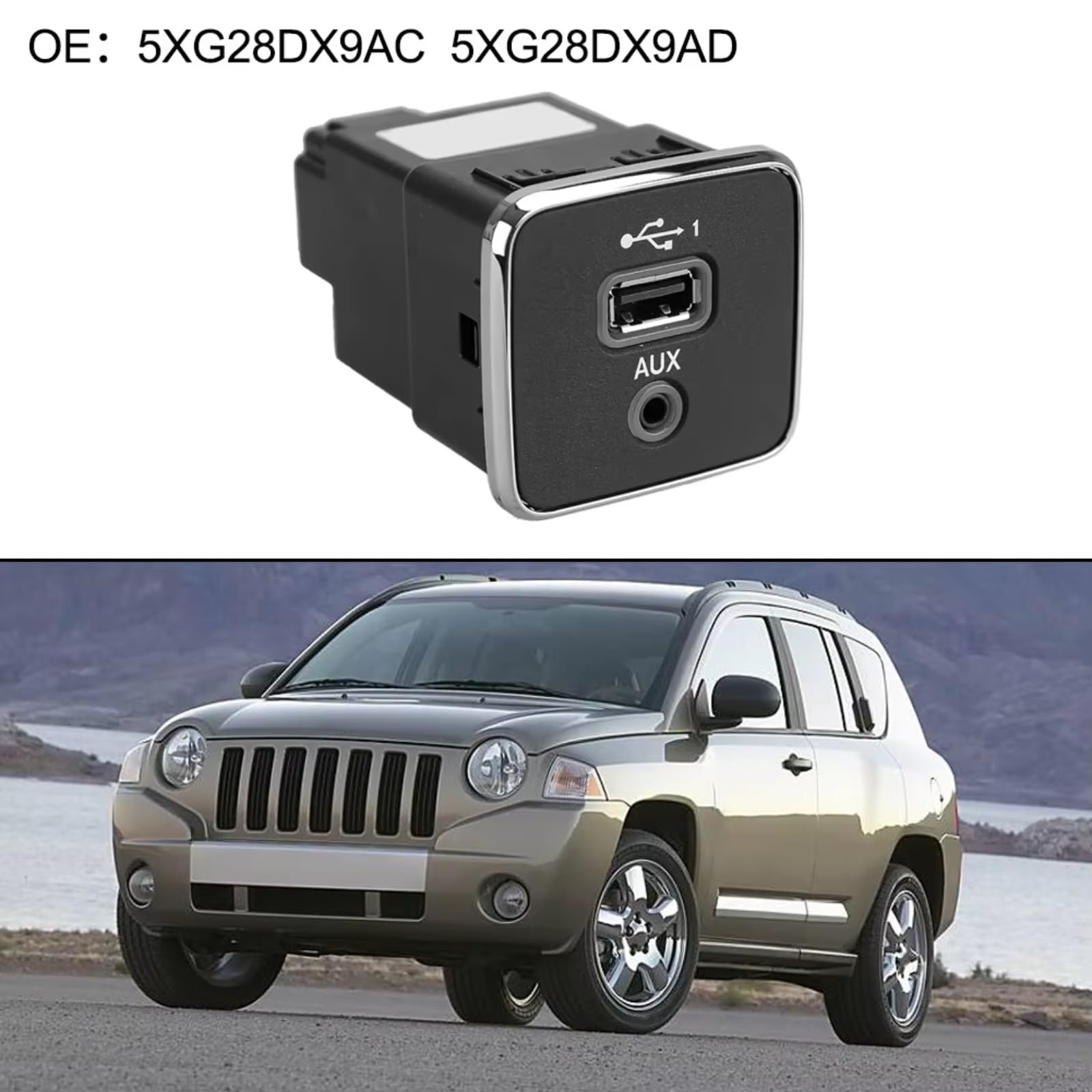 Compatibile Con Jeep Per Cherokee Per Compass 2017 2018 2019 2020 2021 Auto USB AUX Porta Di Ricarica Presa 5XG28DX9AD 60927870 Adattatore USB AUX