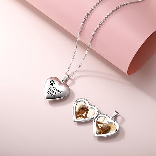 Miniatura 2 de OTXIXTO Collar con medallón de corazón personalizado para mujer con imagen texto grabado en el interior plataorooro rosa medallón de fotos de acero