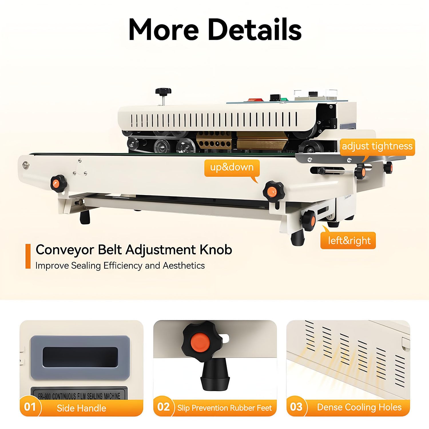 Machine de scellage Automatique FR-900, scelleuse Horizontale Continue pour Sacs en Plastique, 750 W, Outil d'emballage électrique, Largeur de scellage de 5 à 12 mm 220V
