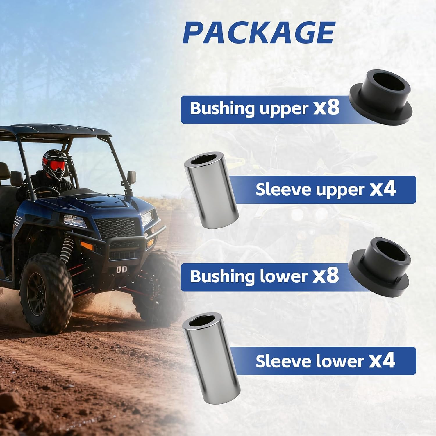 Front Shock Absorber Bushings Sleeve Kit for Polaris Ranger 570/900/1000