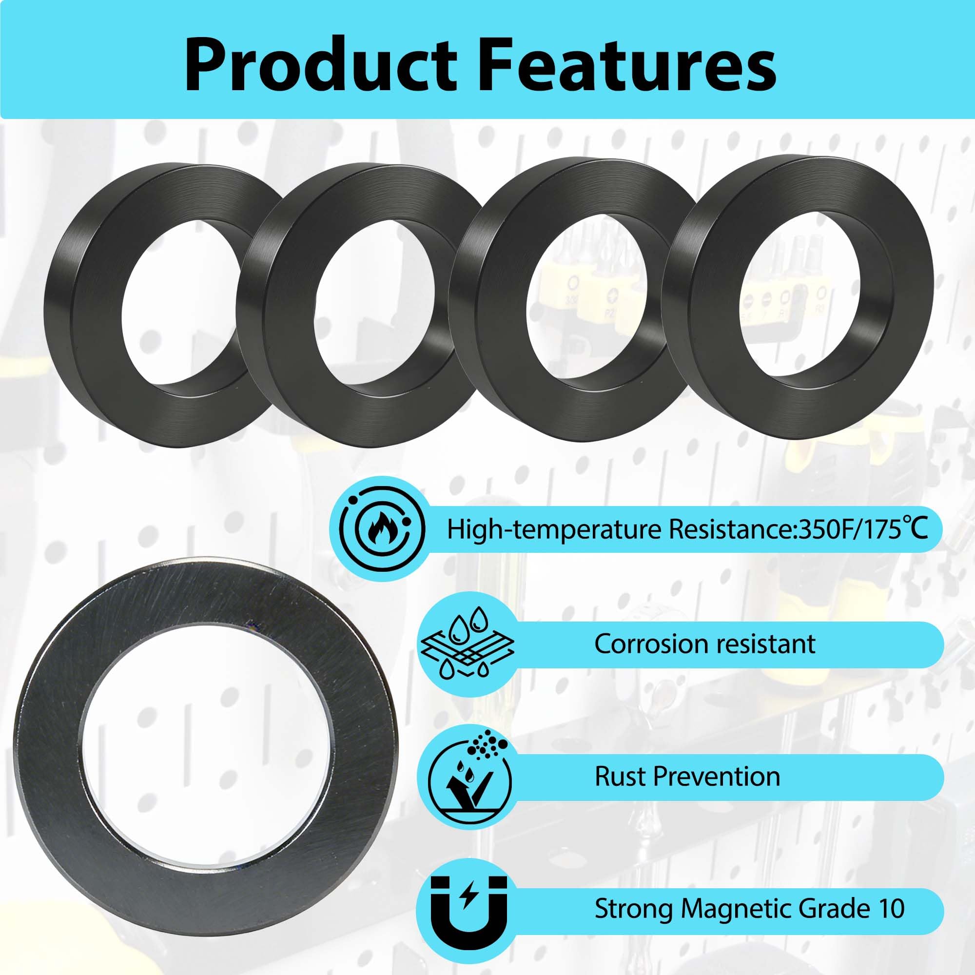 4-Pack Ferrite Ring Magnet,2.35 x 1.25 x 0.39 Inch,Ceramic Donut with Hole — Amazon image 5