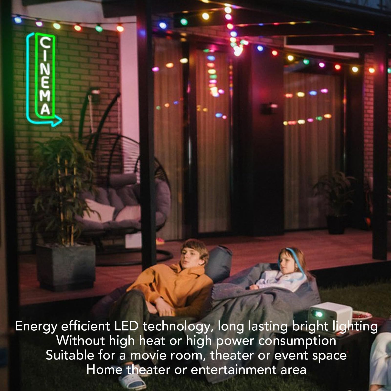 Insegna cinematografica Luce a LED dimmerabile con lettera a punta di freccia per sala cinematografica Decorazione parete per teatro Materiale acrilico Verde Blu Bianco CINEMA